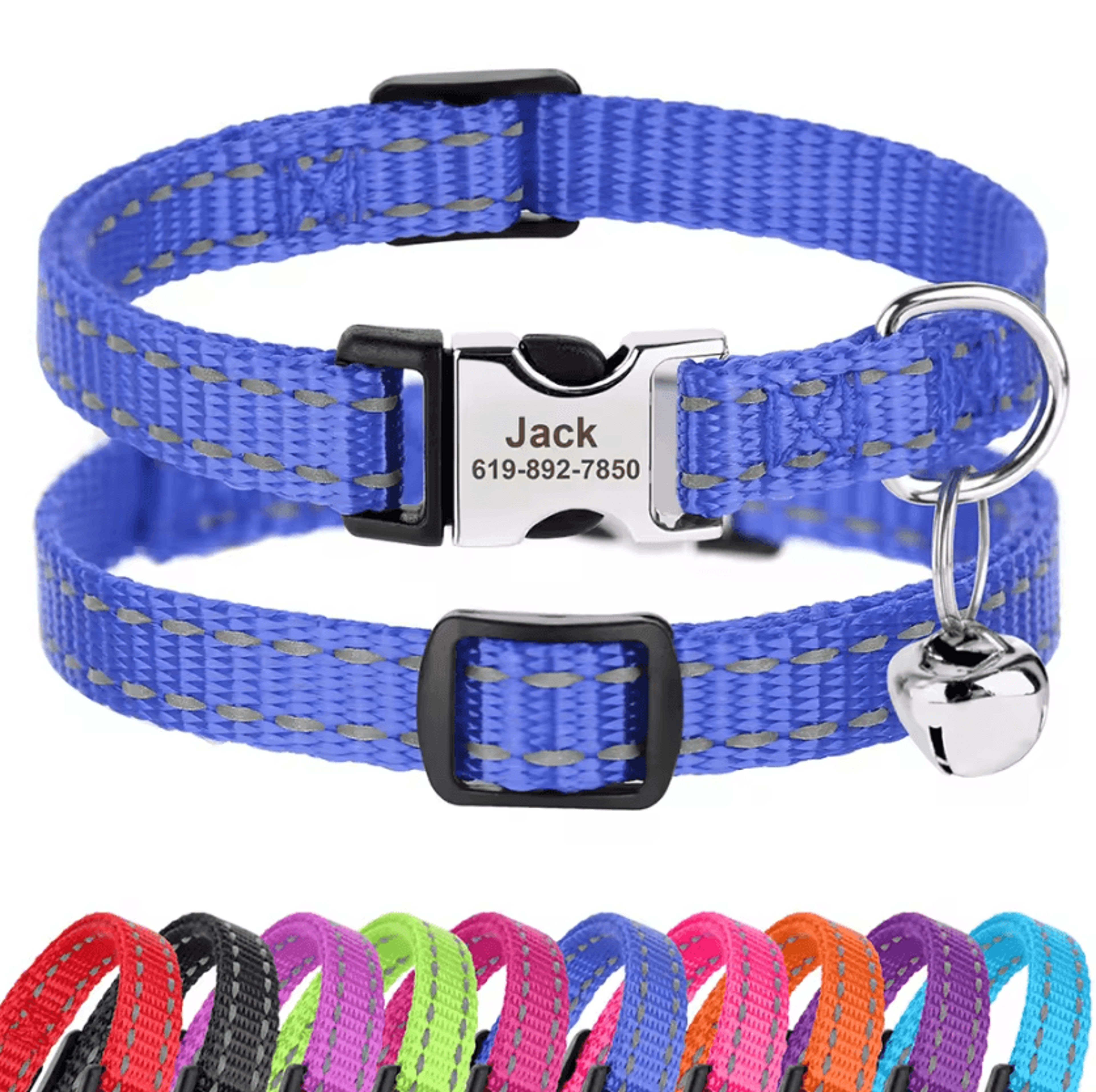 safeglow personalized reflective cat collar for cats & small dogs