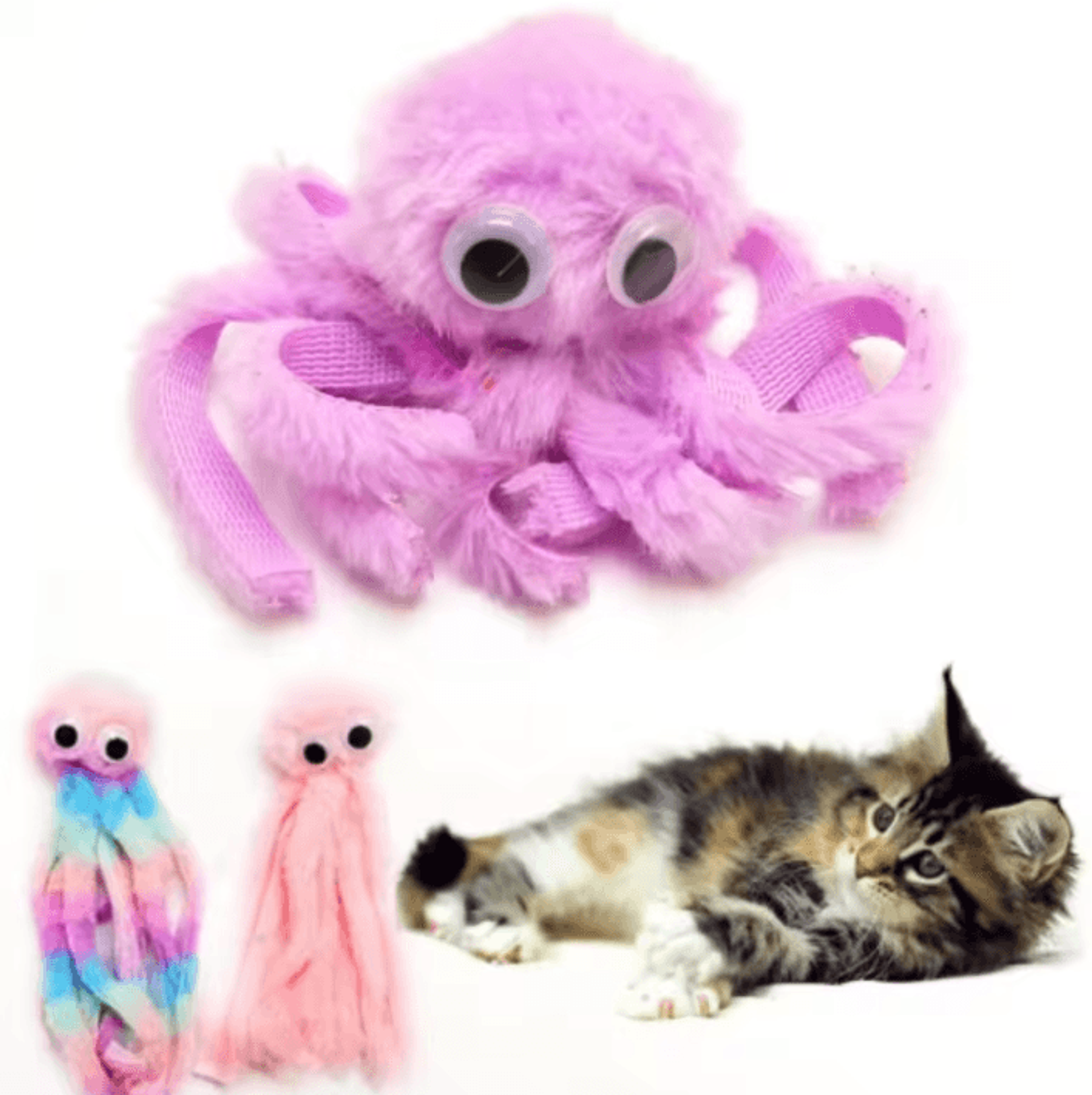 oceanpaws interactive octopus plush toy for cats & small dogs