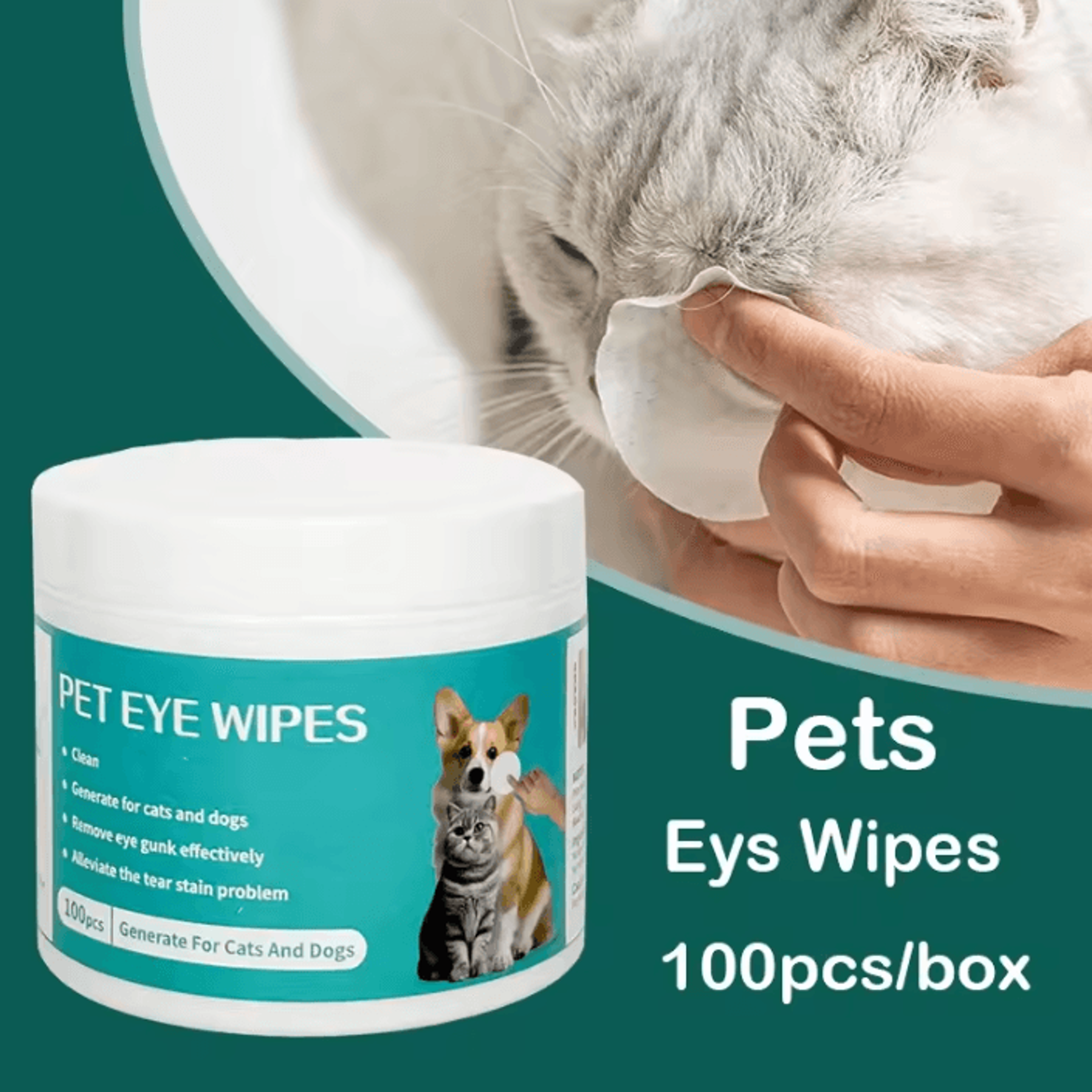 puresight pet tear stain wipes for cats & dogs – 100pcs gentle eye cleaning pads