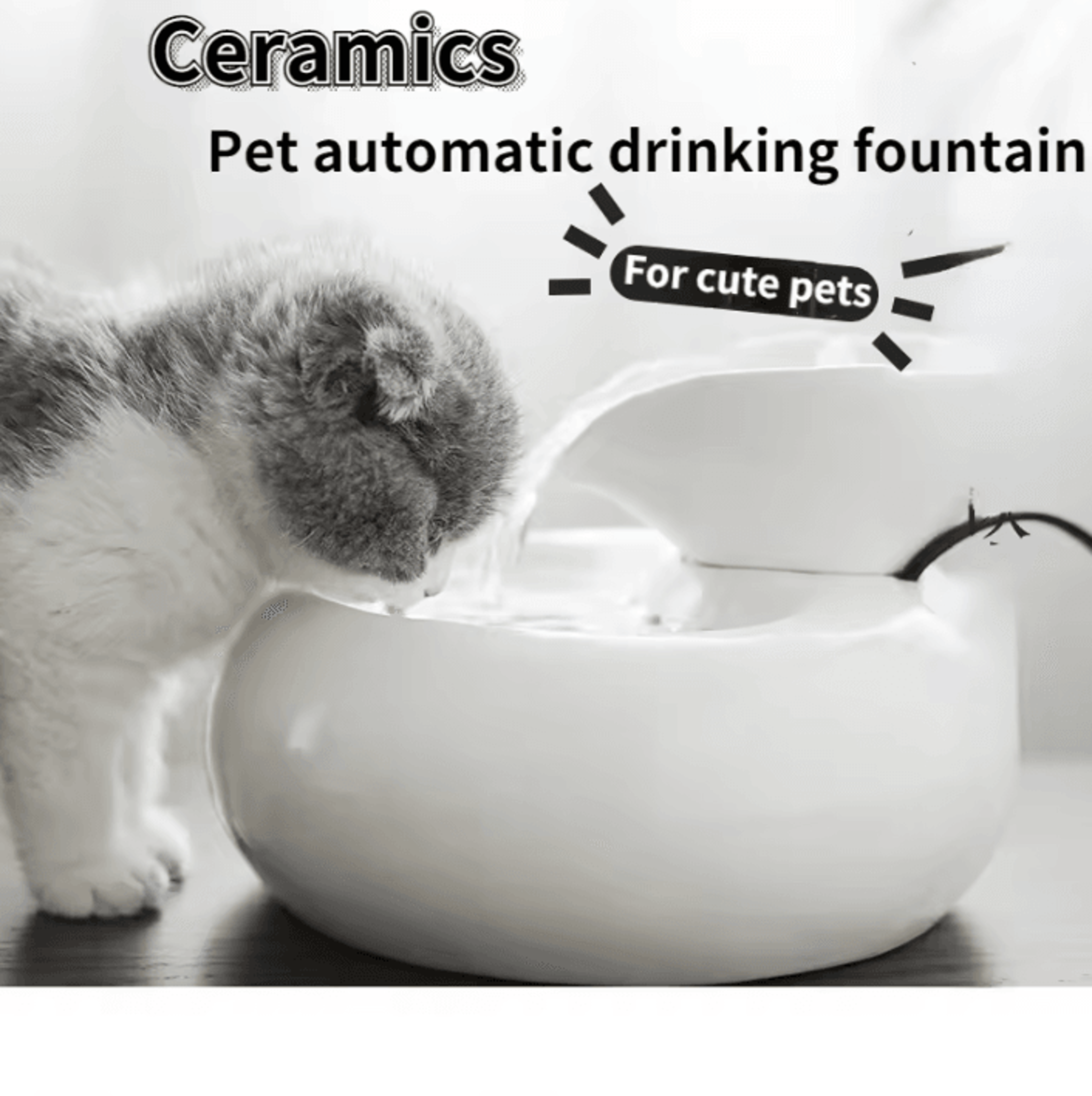 pureflow ceramic cat water fountain with leaf spout filter system
