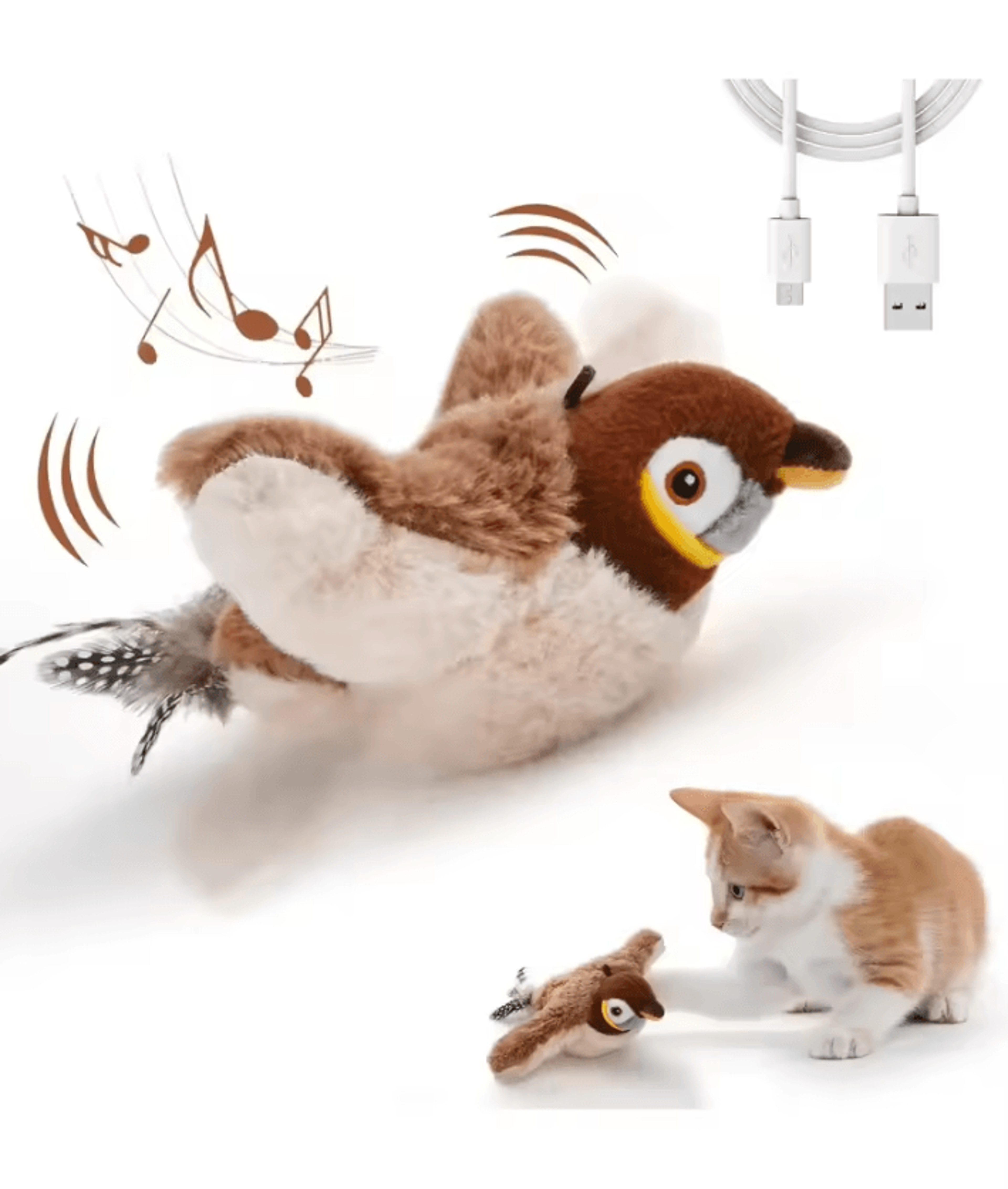 flappypaws interactive chirping bird toy for cats