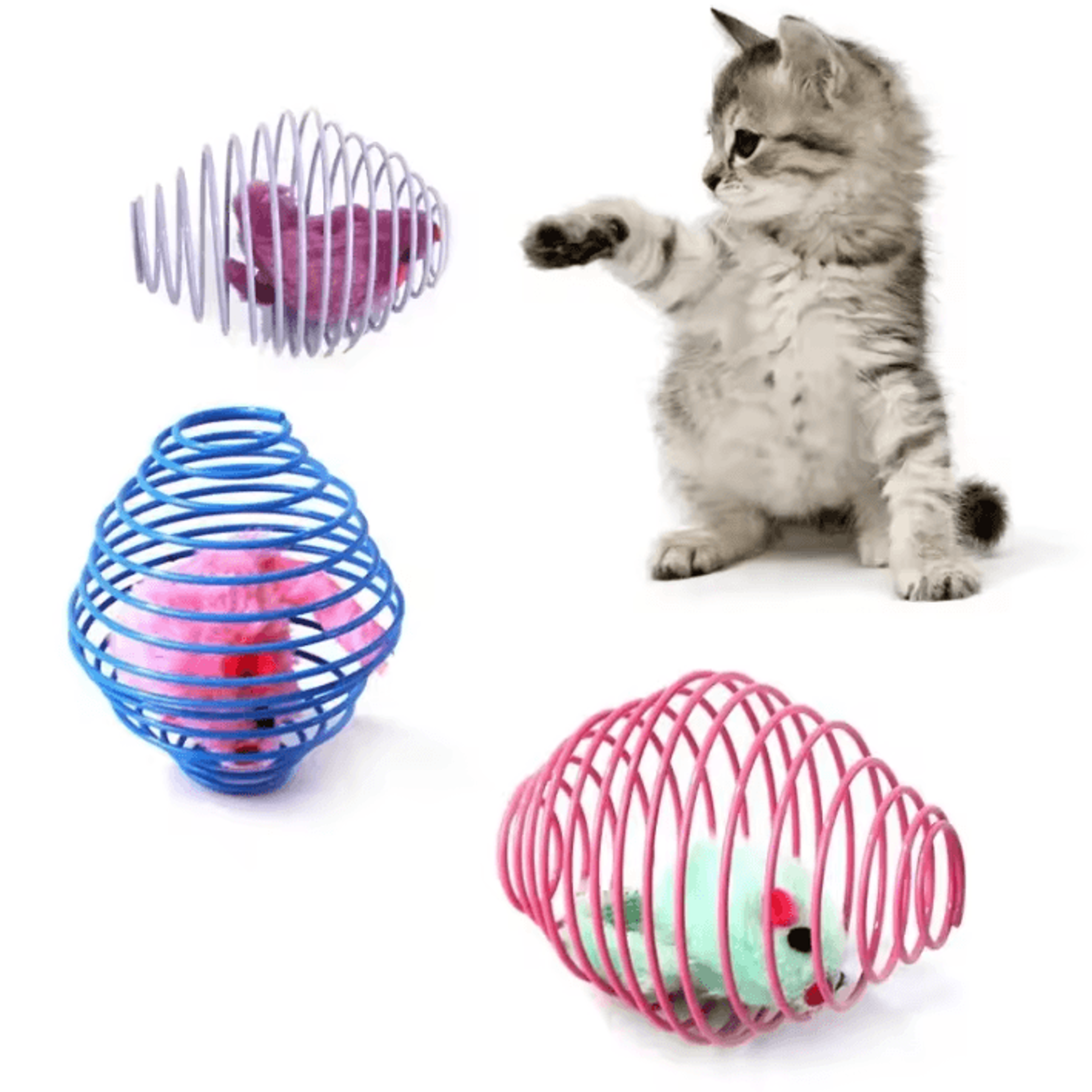 bouncenest stretchable rat ball toys for cats & kittens