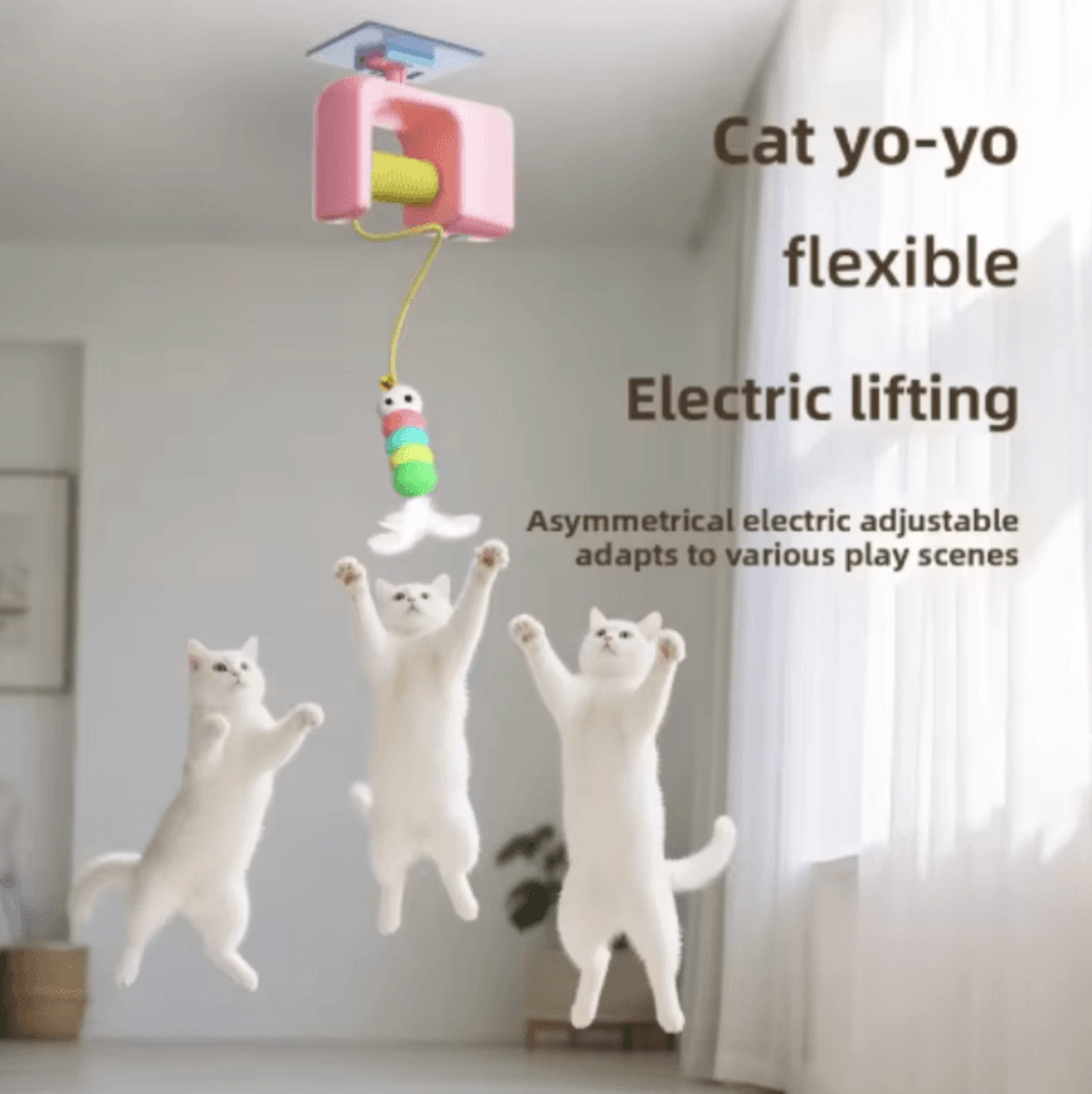 doorjumper interactive hanging cat toy with smart feather & scratch rope