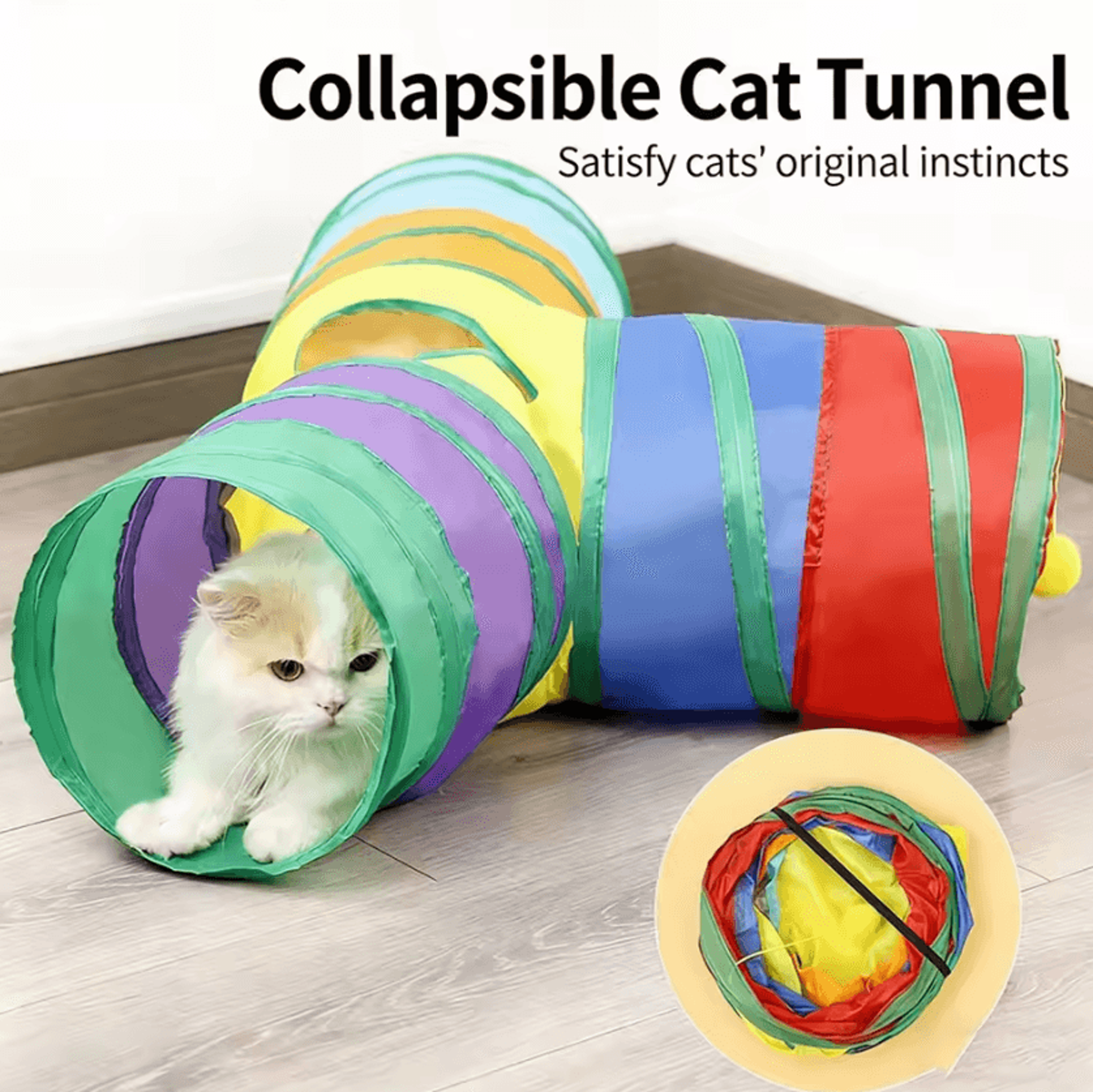 tunneltrail collapsible cat tunnel toy for indoor & outdoor play