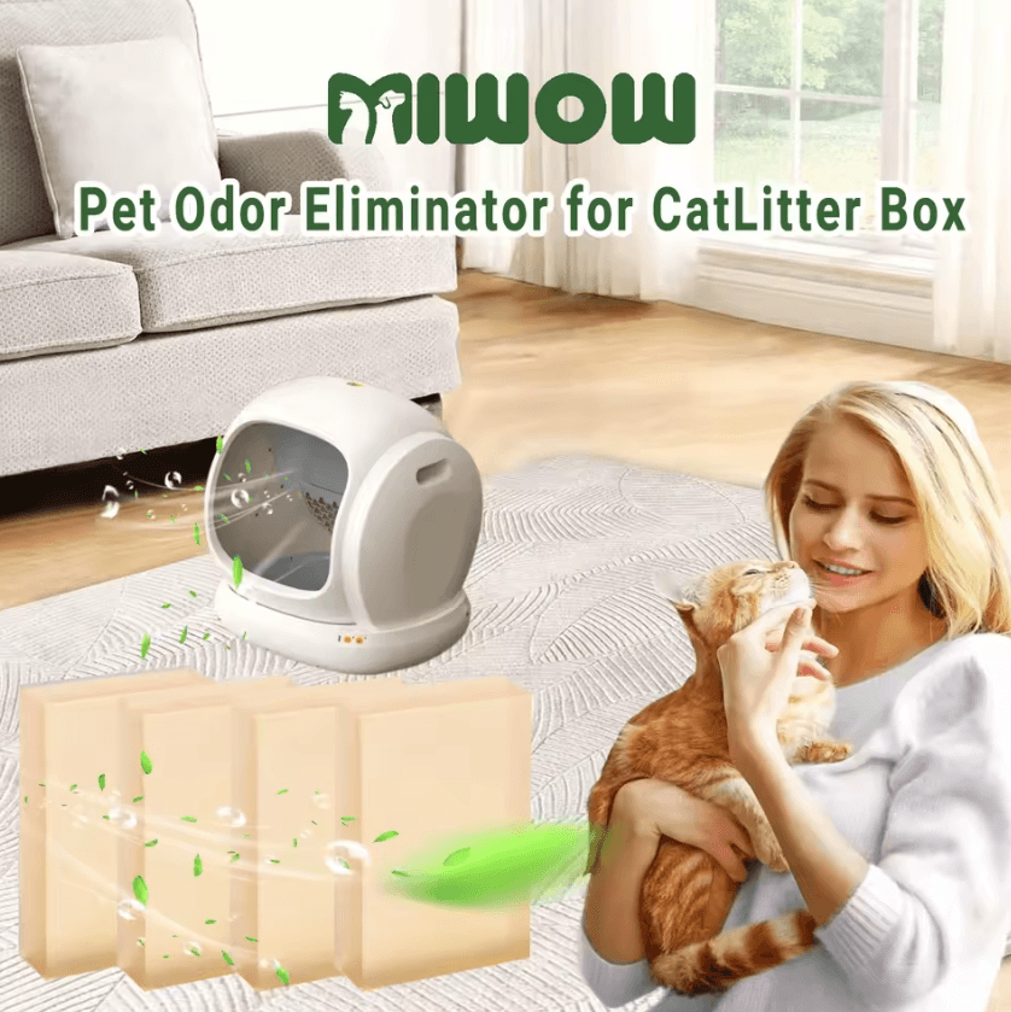 smart cat litter box deodorizer refills for petkit, meowant & ubpet