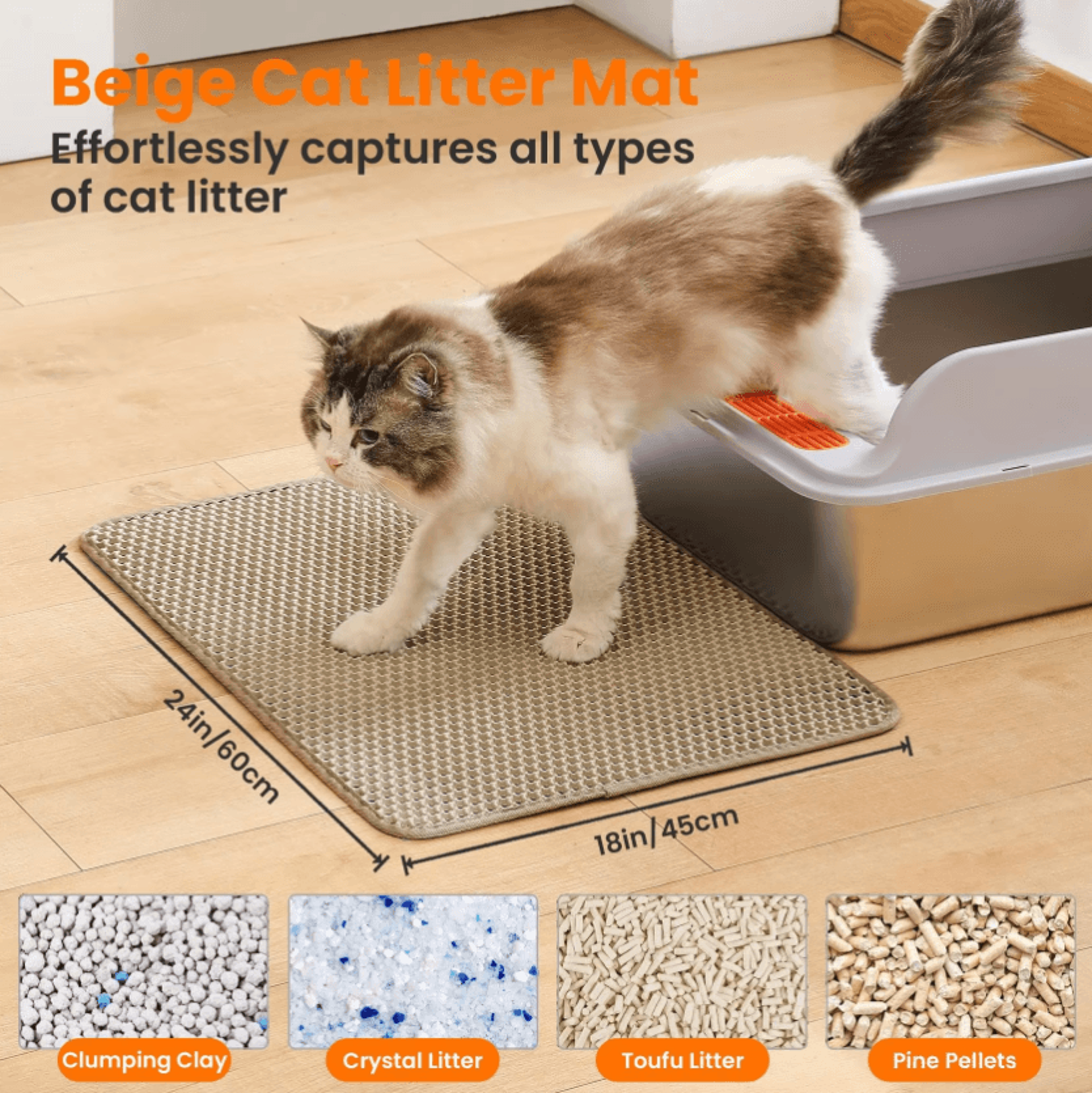 large honeycomb double-layer cat litter mat for cleaner floors