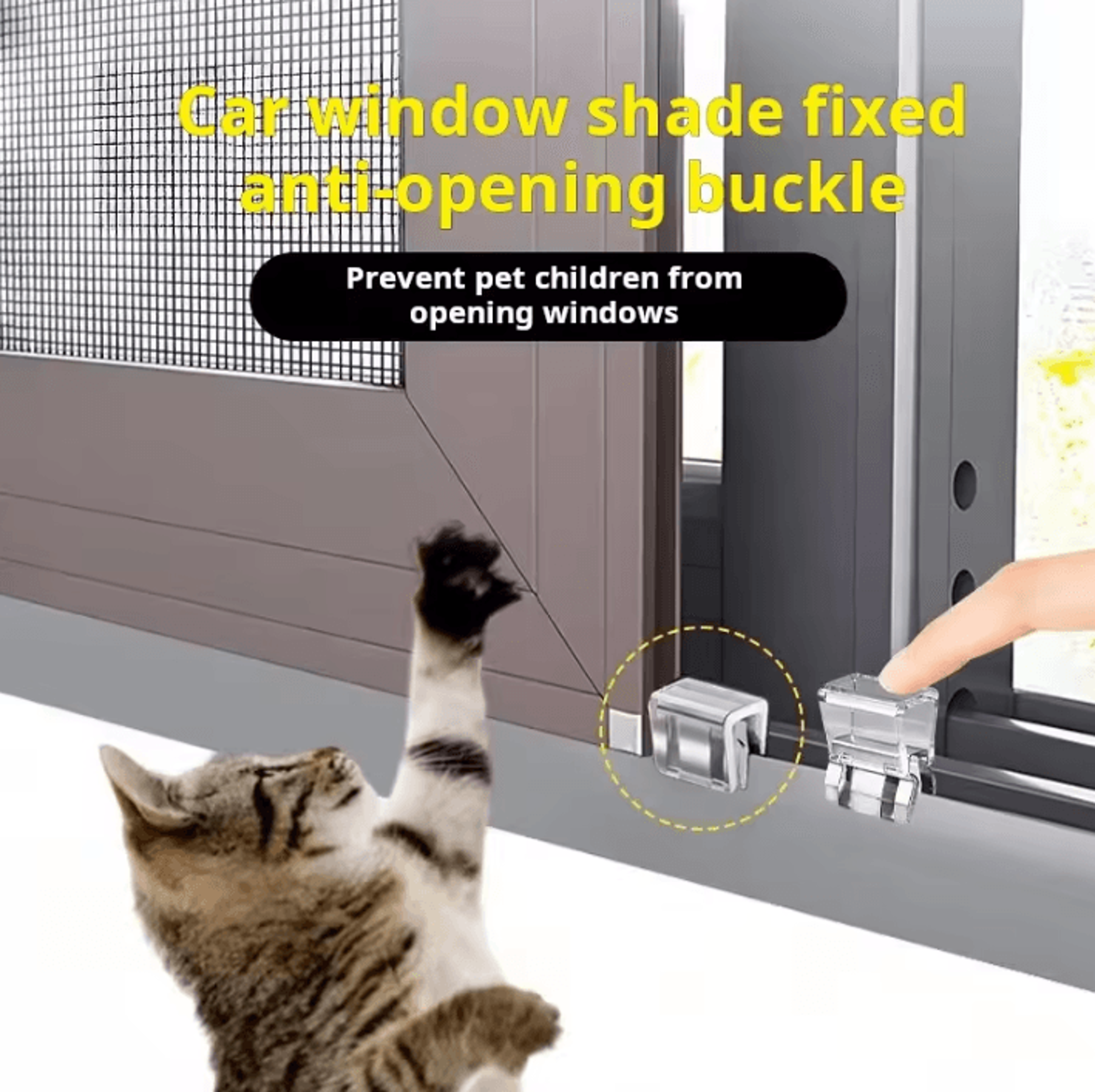 cat window safety lock & anti-jump window limiter for indoor pet protection