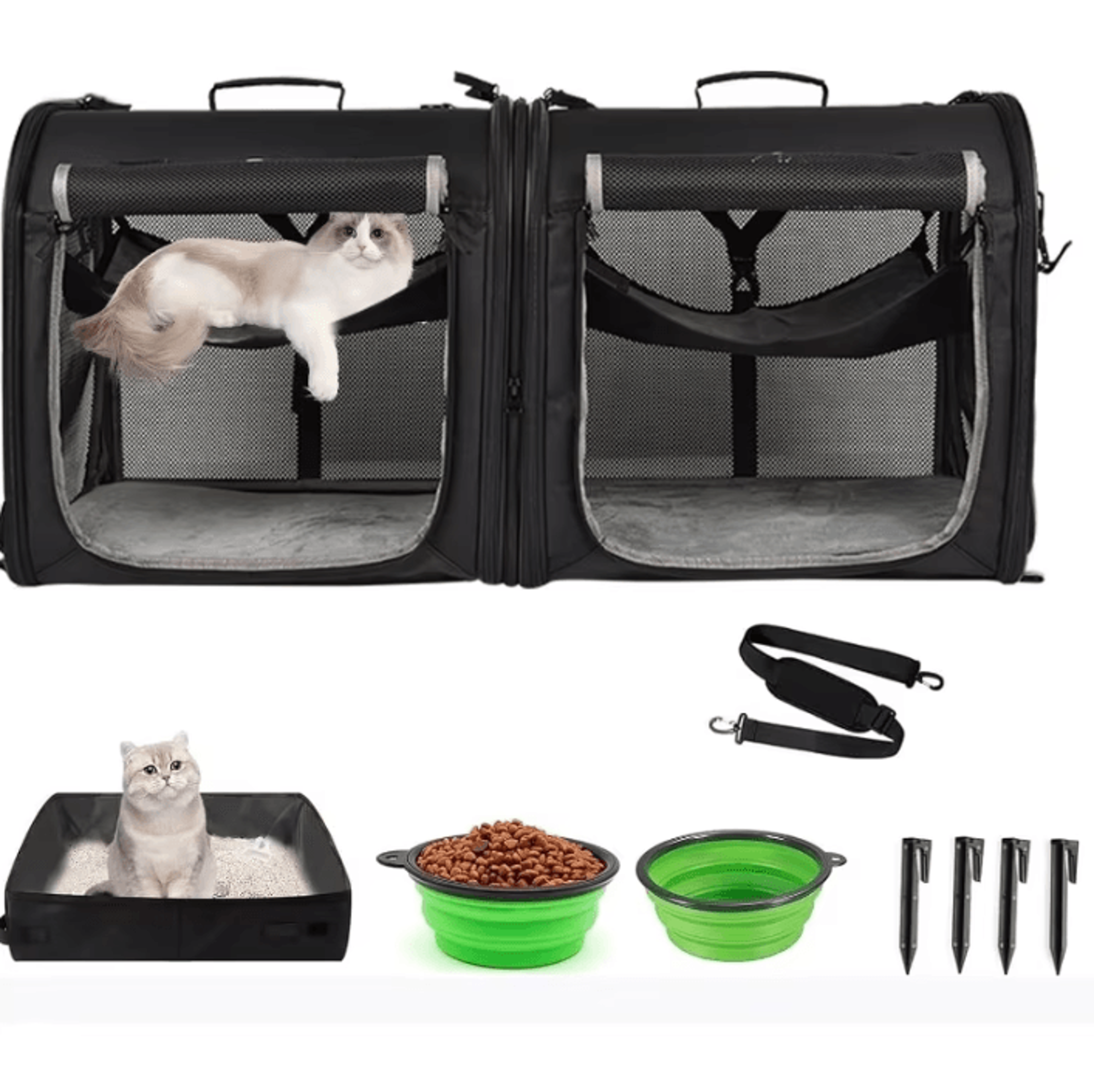 travelnest 2-in-1 foldable double pet carrier backpack