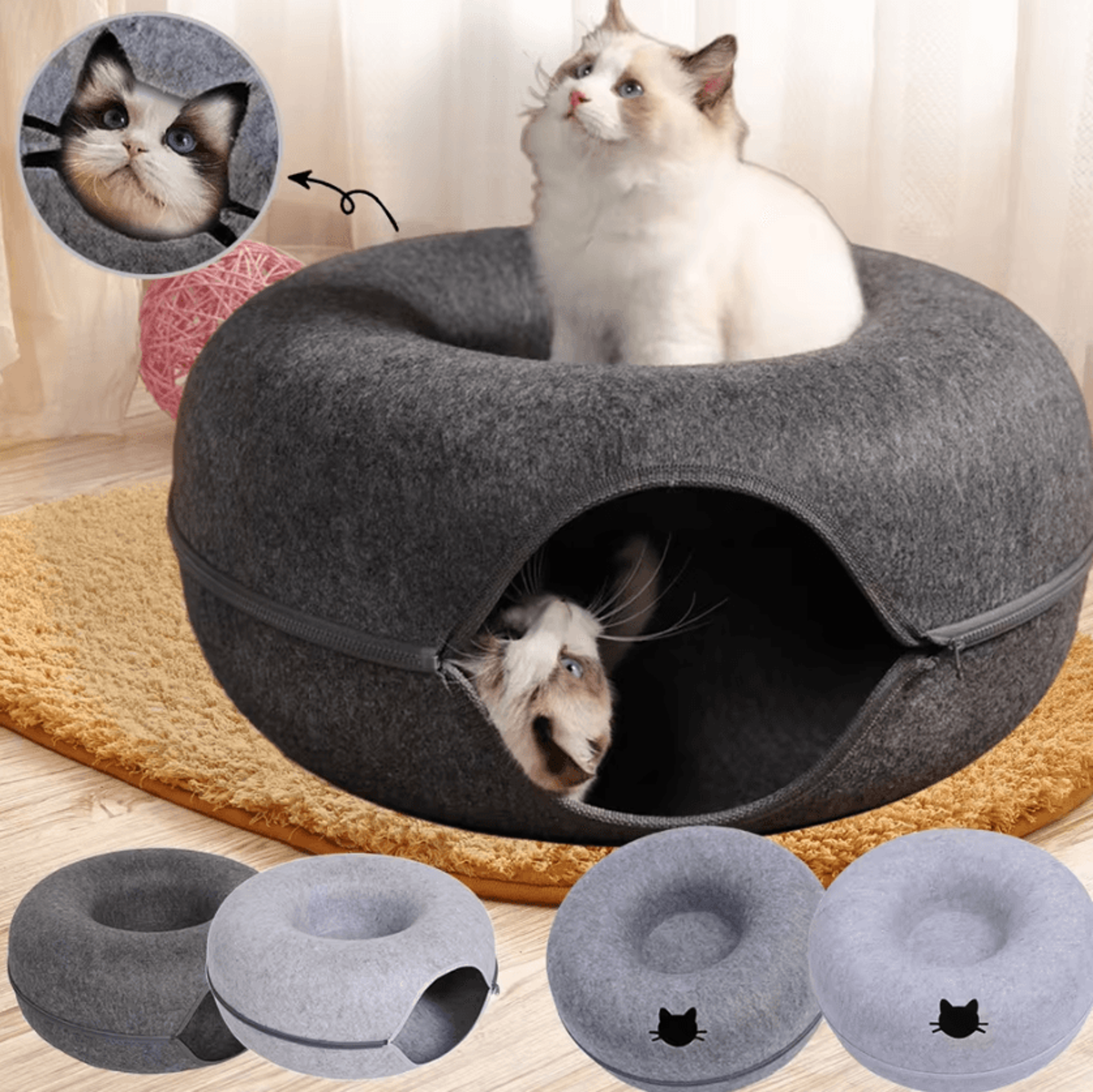 cozytunnel felt donut cat bed & hideaway tunnel