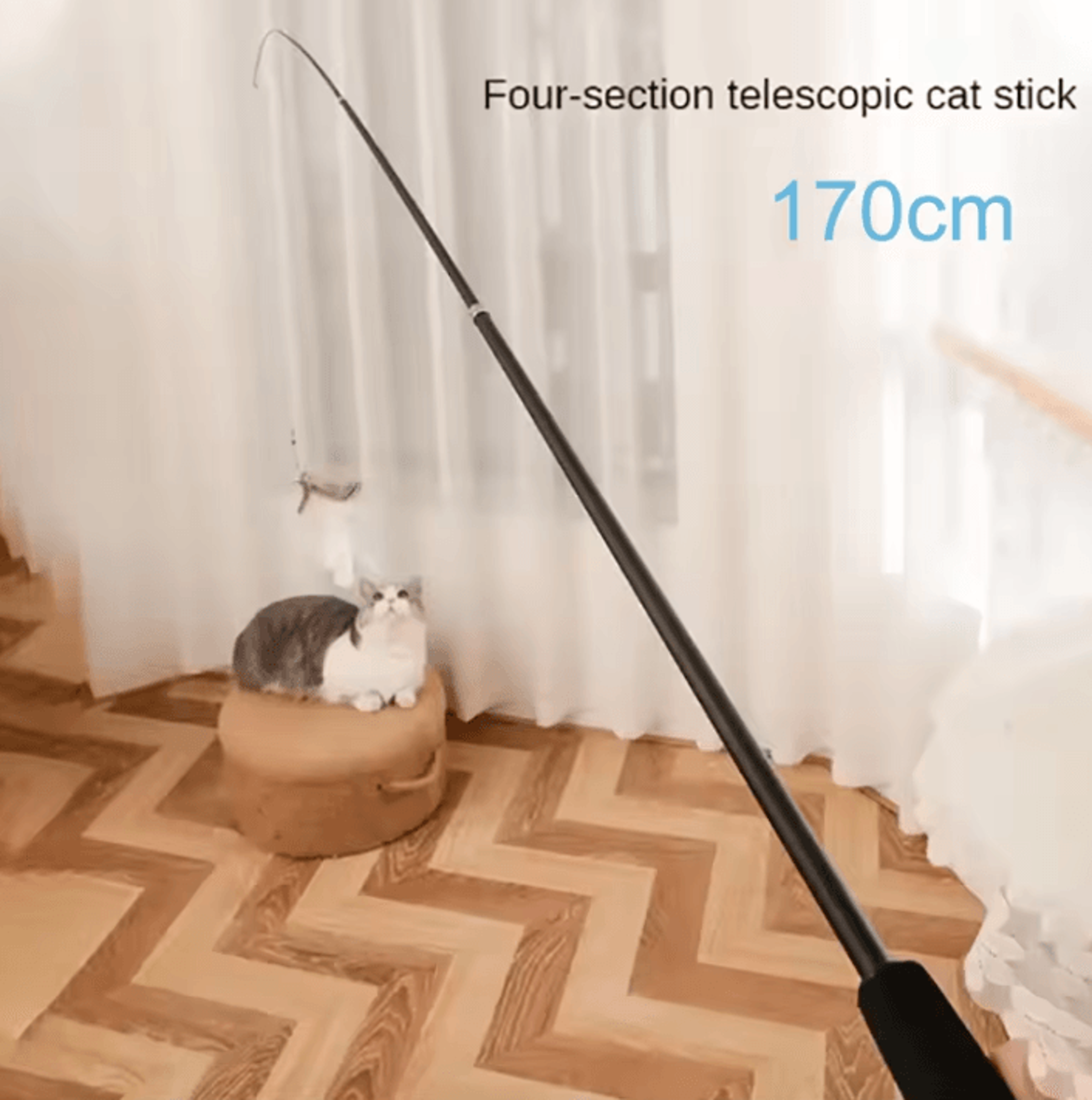 skychase telescopic feather wand cat toy – 1.8m carbon fiber teaser rod