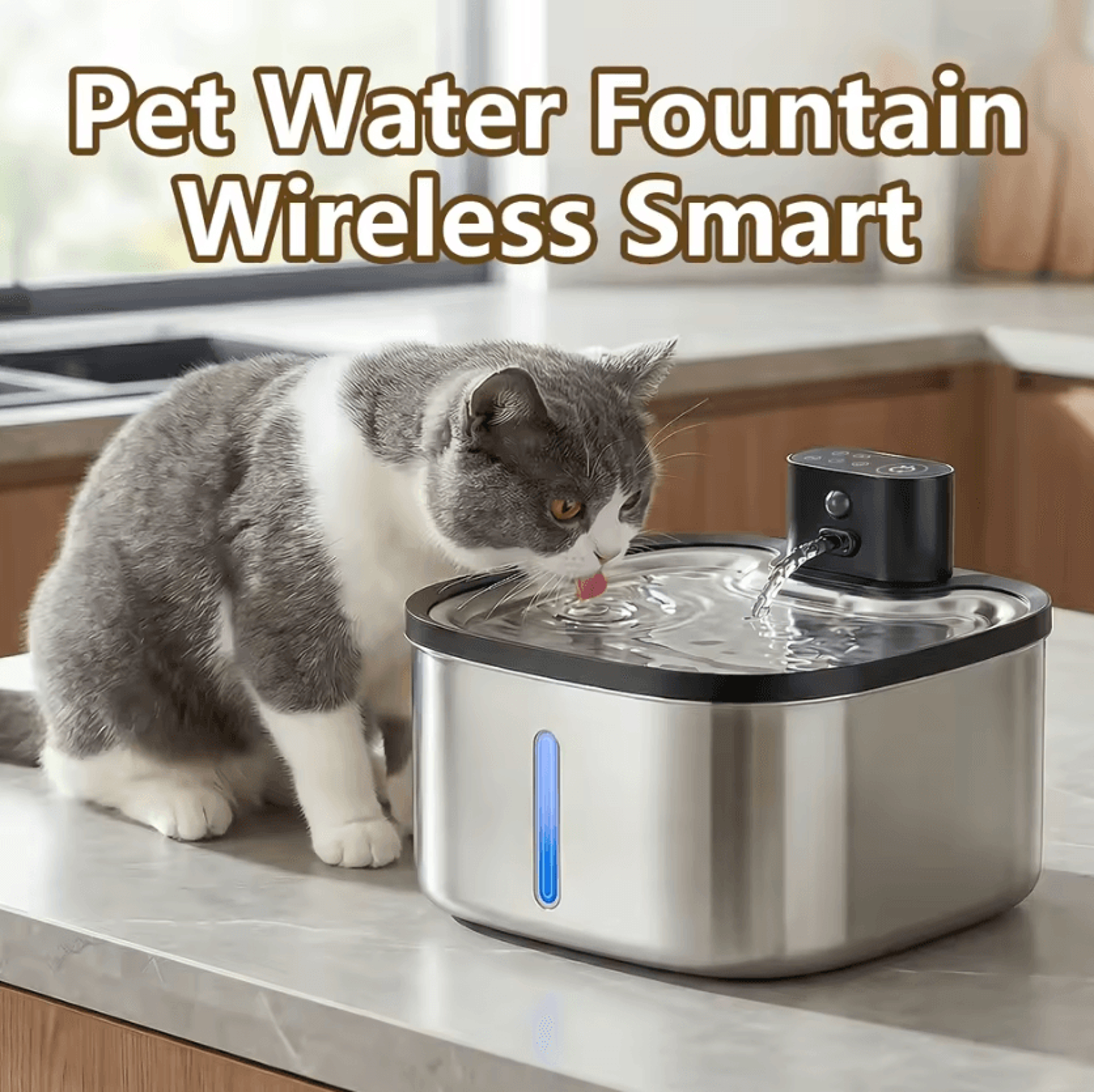 pureflow wireless stainless steel cat water fountain 3.5l