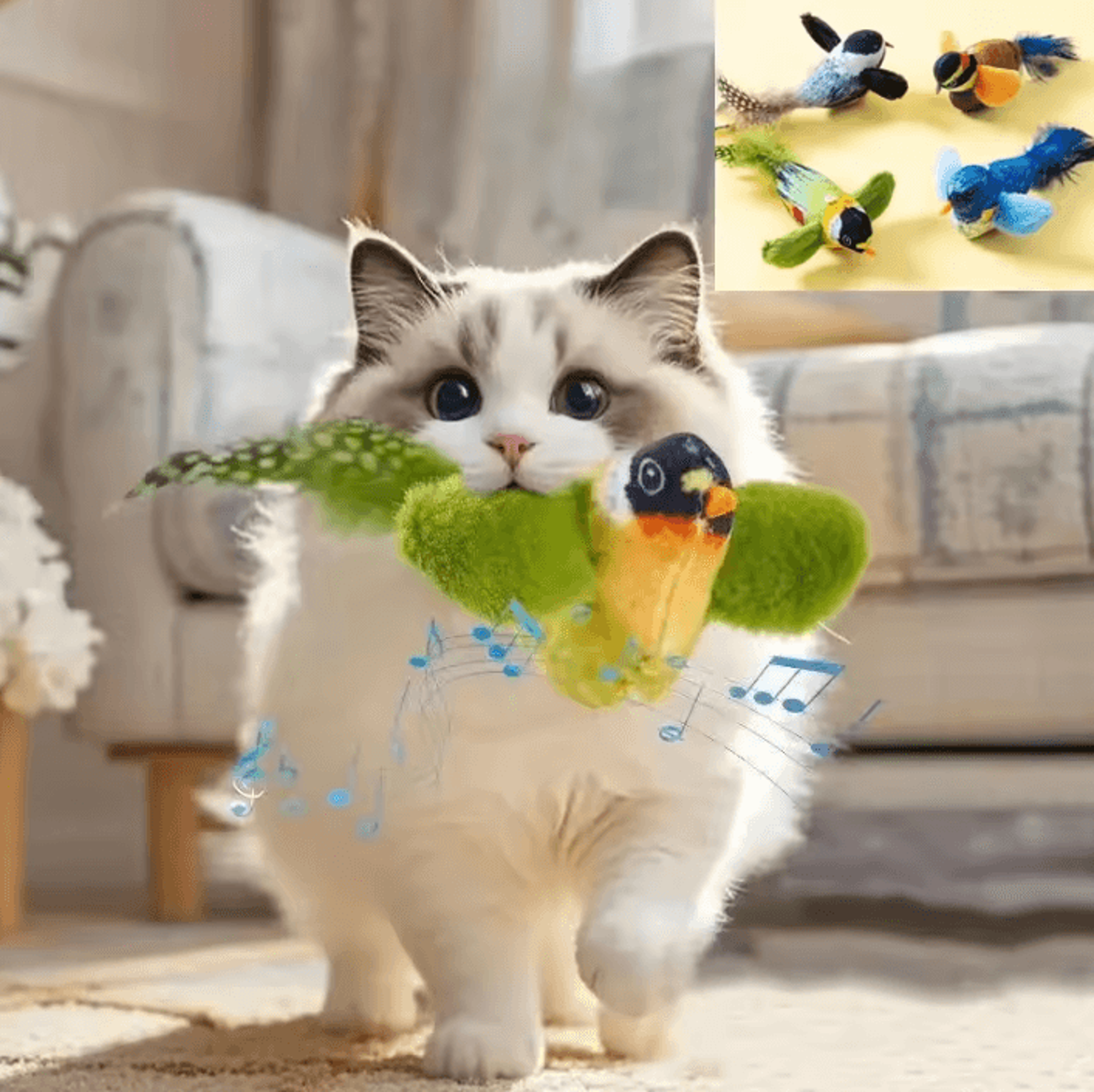 chirpypounce interactive hanging bird cat toy