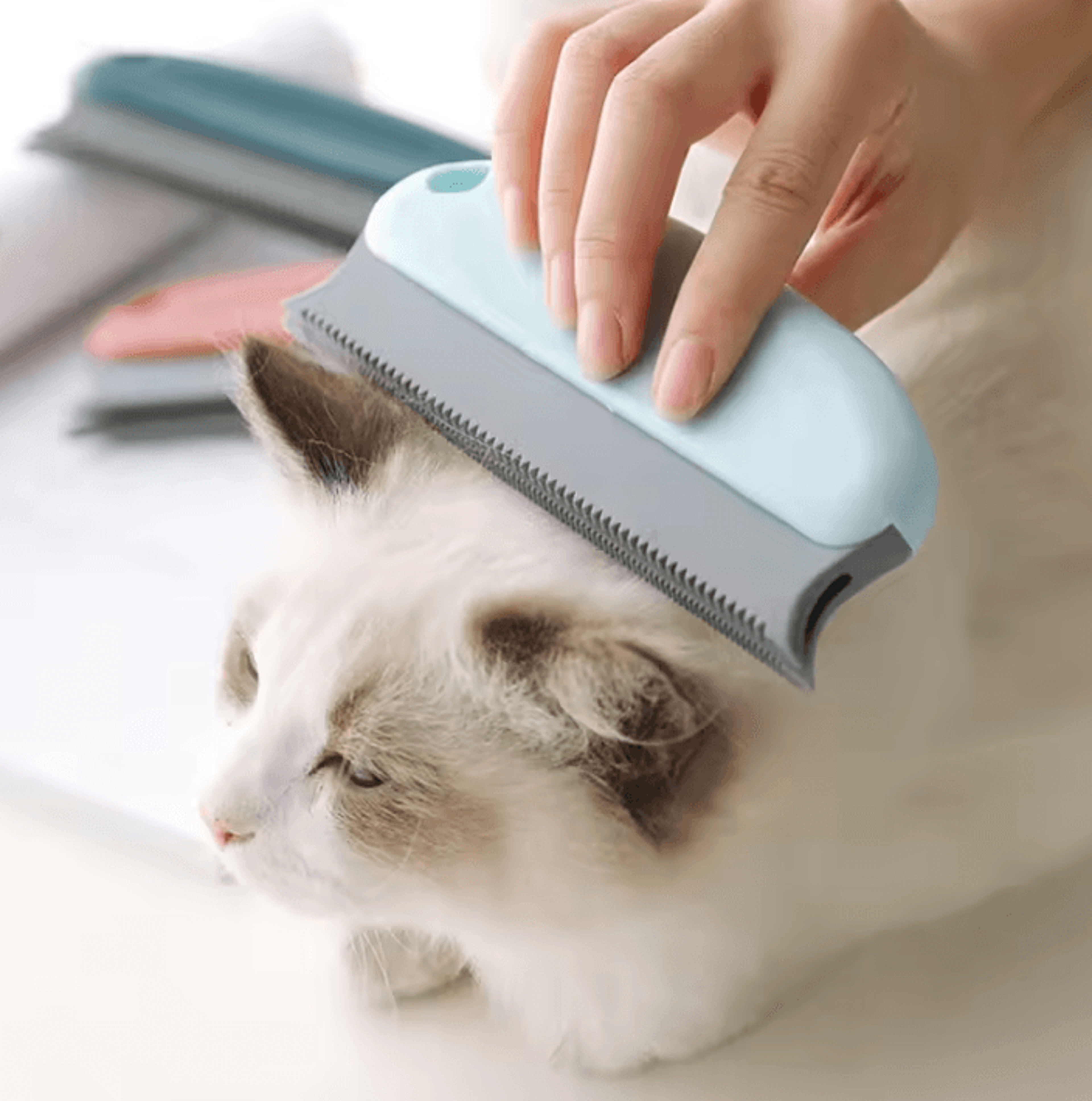 furease silicone cat grooming brush & pet hair remover