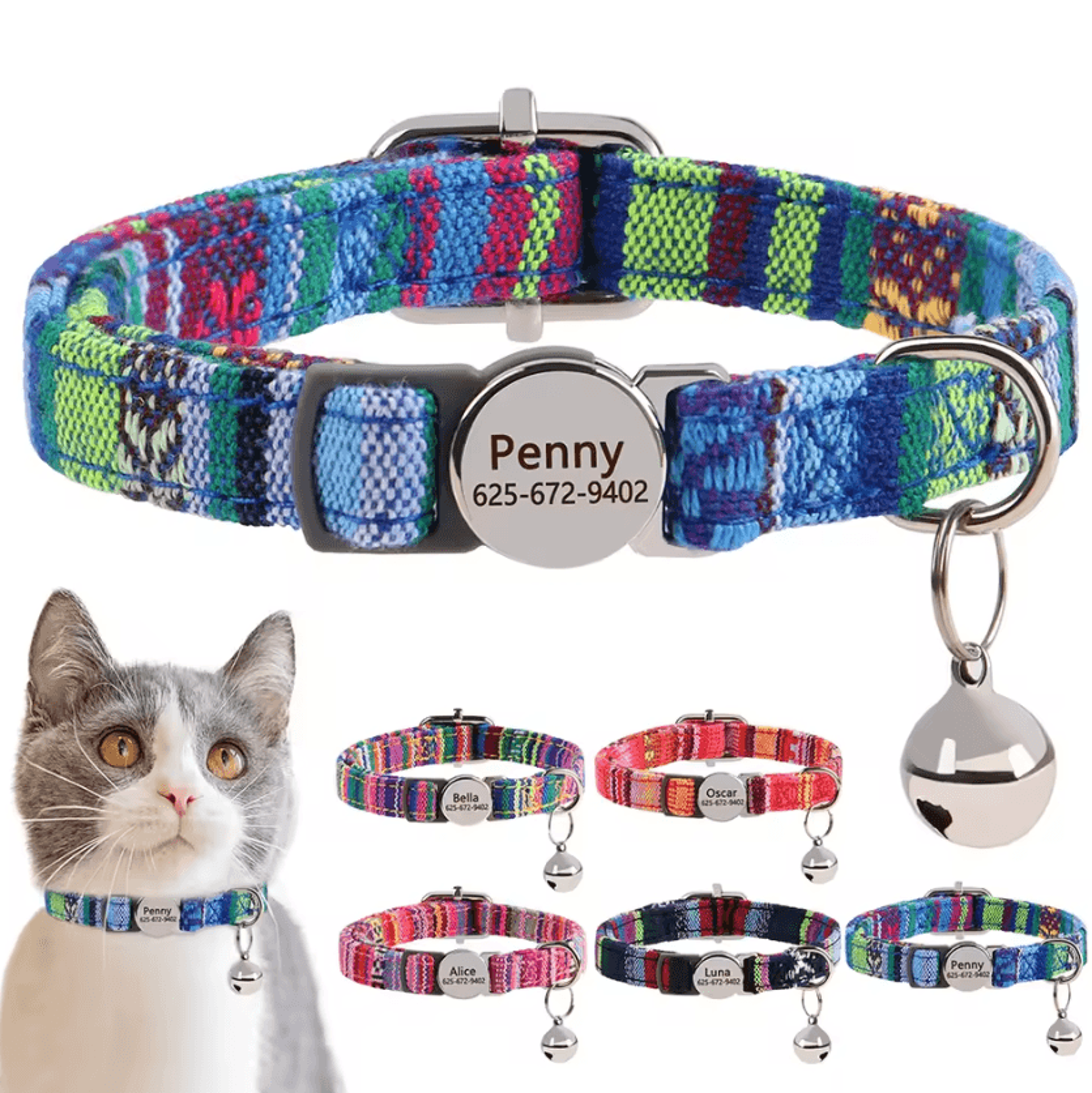 safesnap personalized breakaway cat collar for cats & small puppies