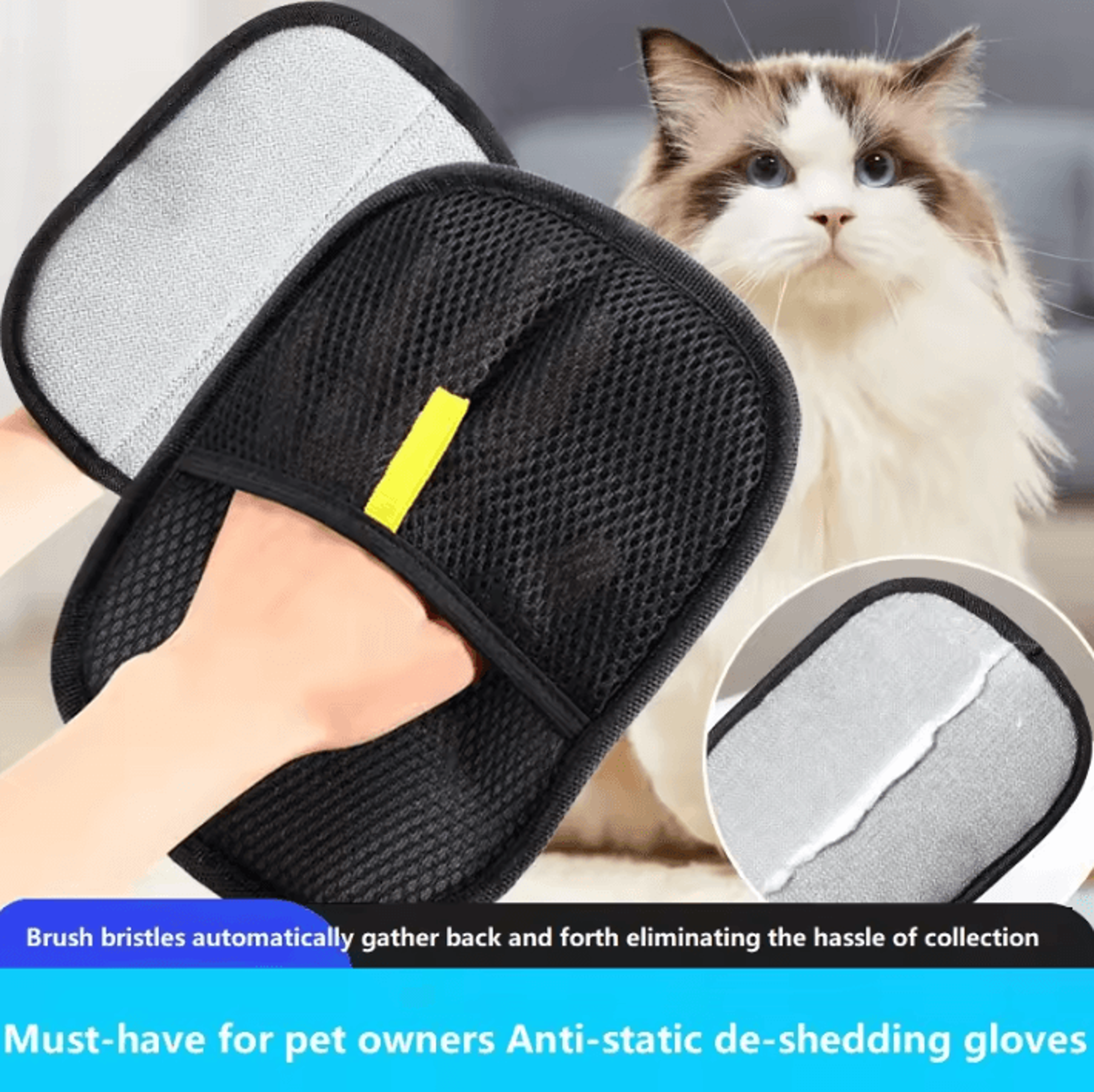 furease pet grooming gloves for cat hair removal & gentle deshedding
