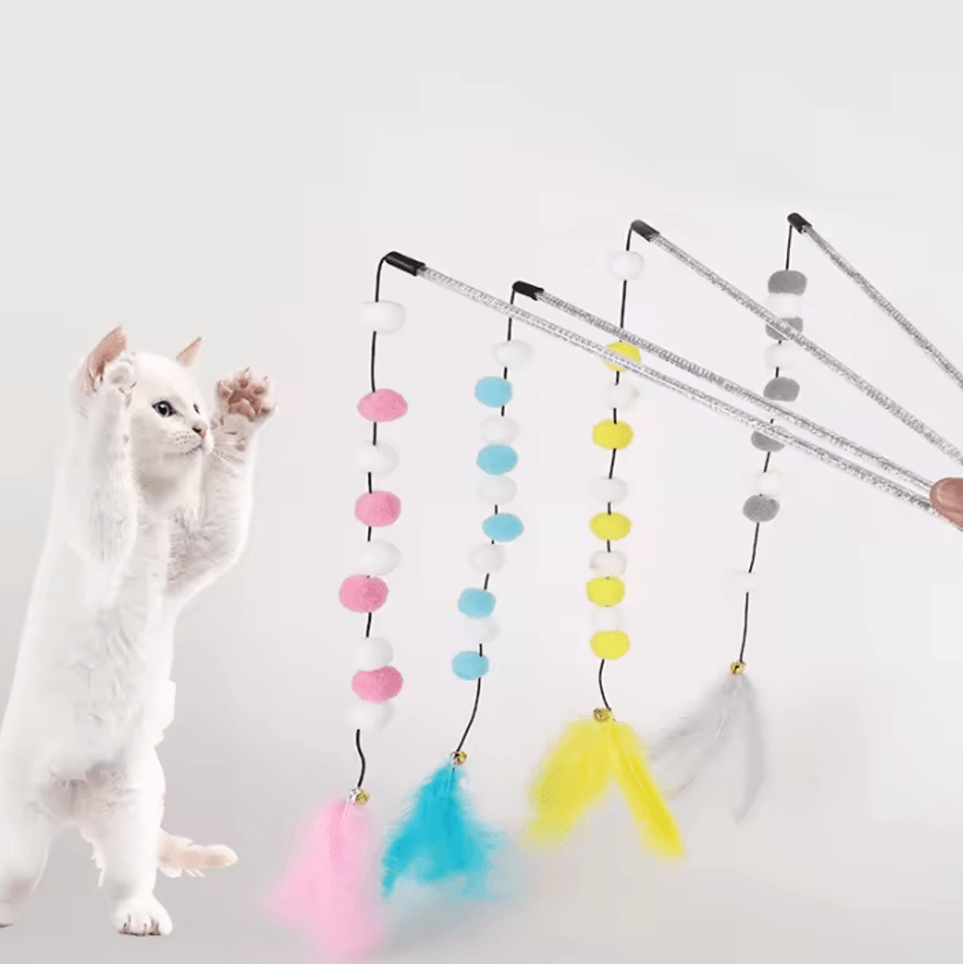featherjingle interactive cat teaser wand with bell & feather toy
