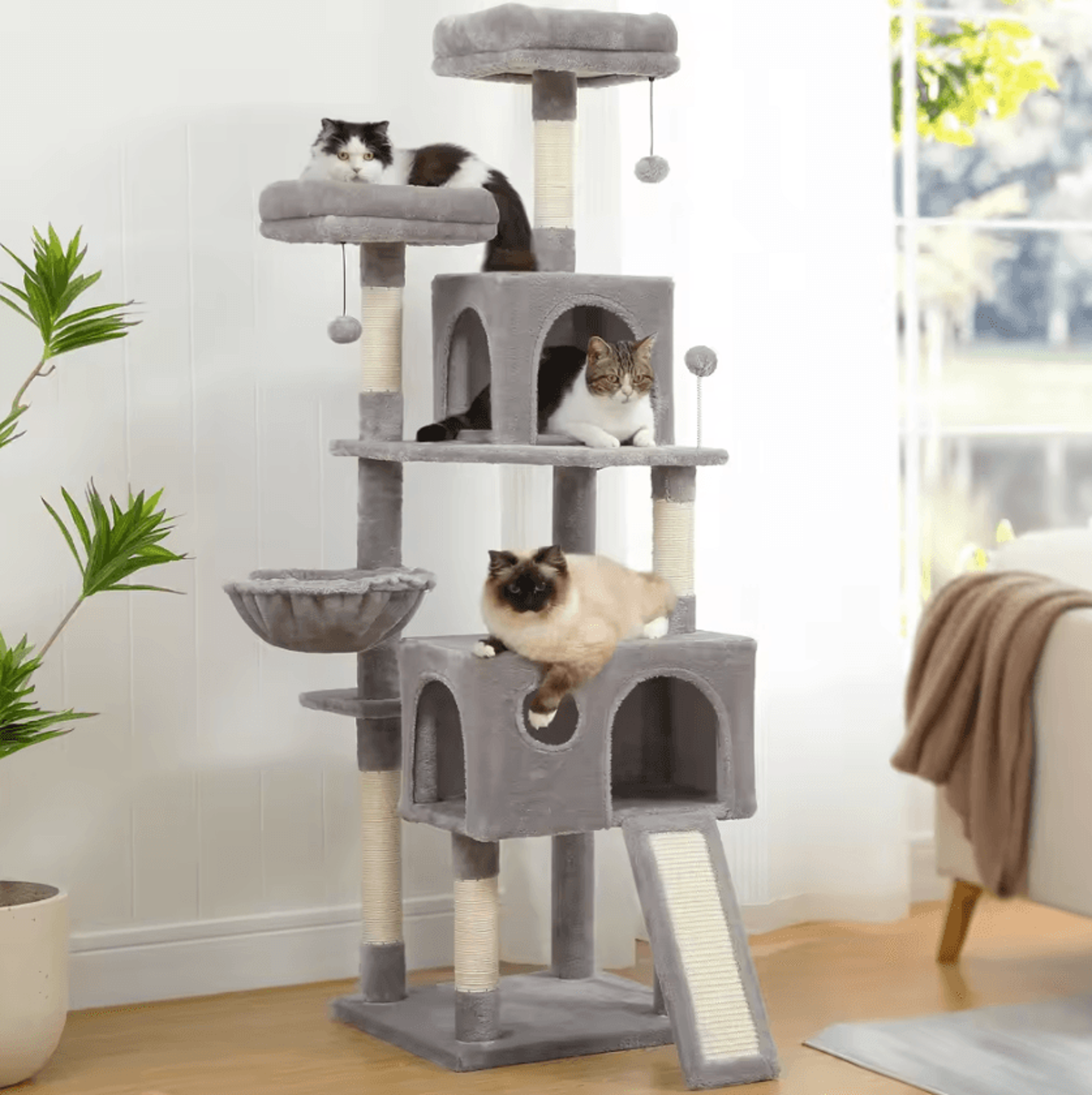 cozyclimb multi-level cat tree tower with scratching posts & plush condo