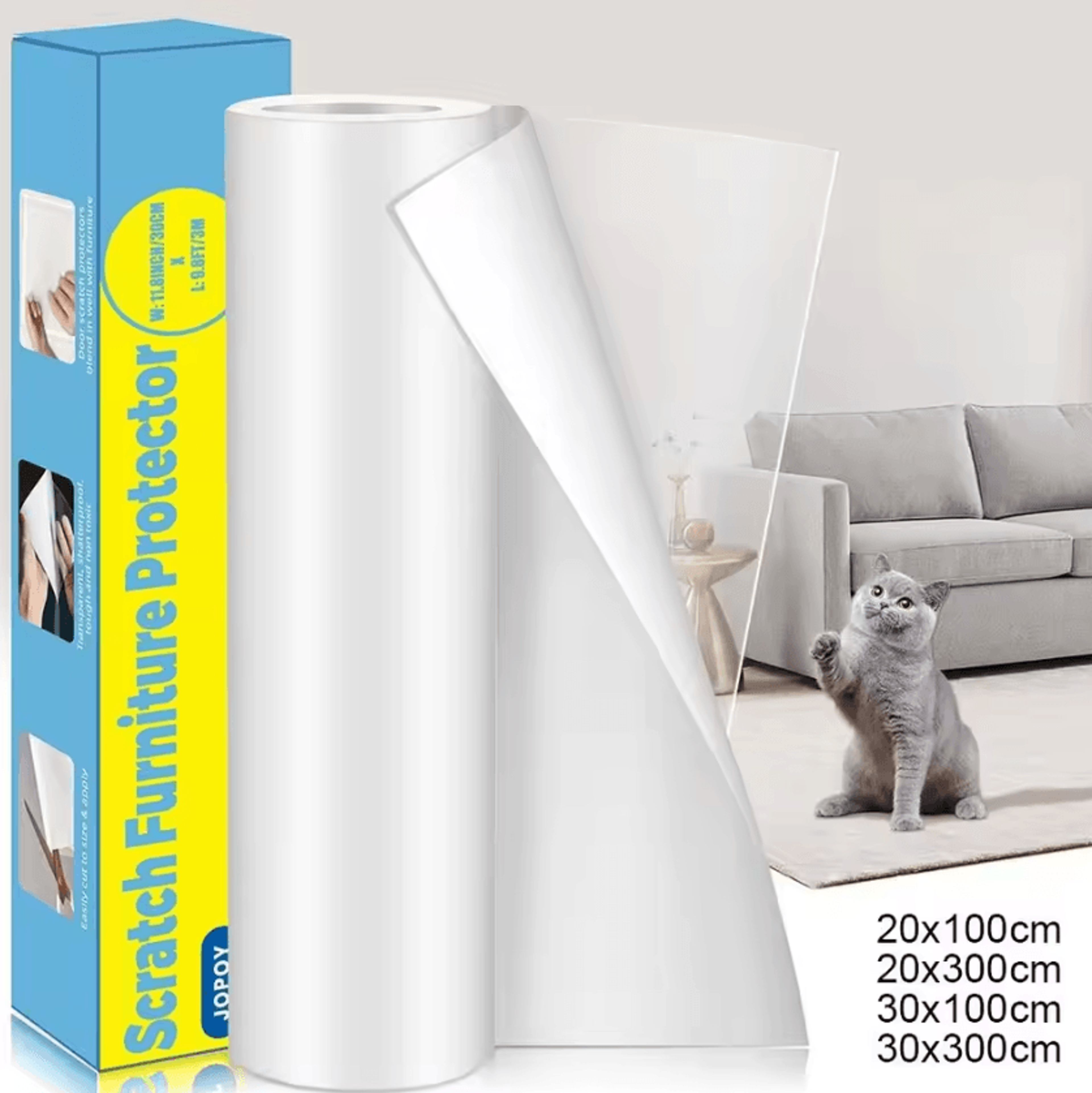 clearshield cat scratch furniture protector – transparent couch guard tape for sofas & upholstery
