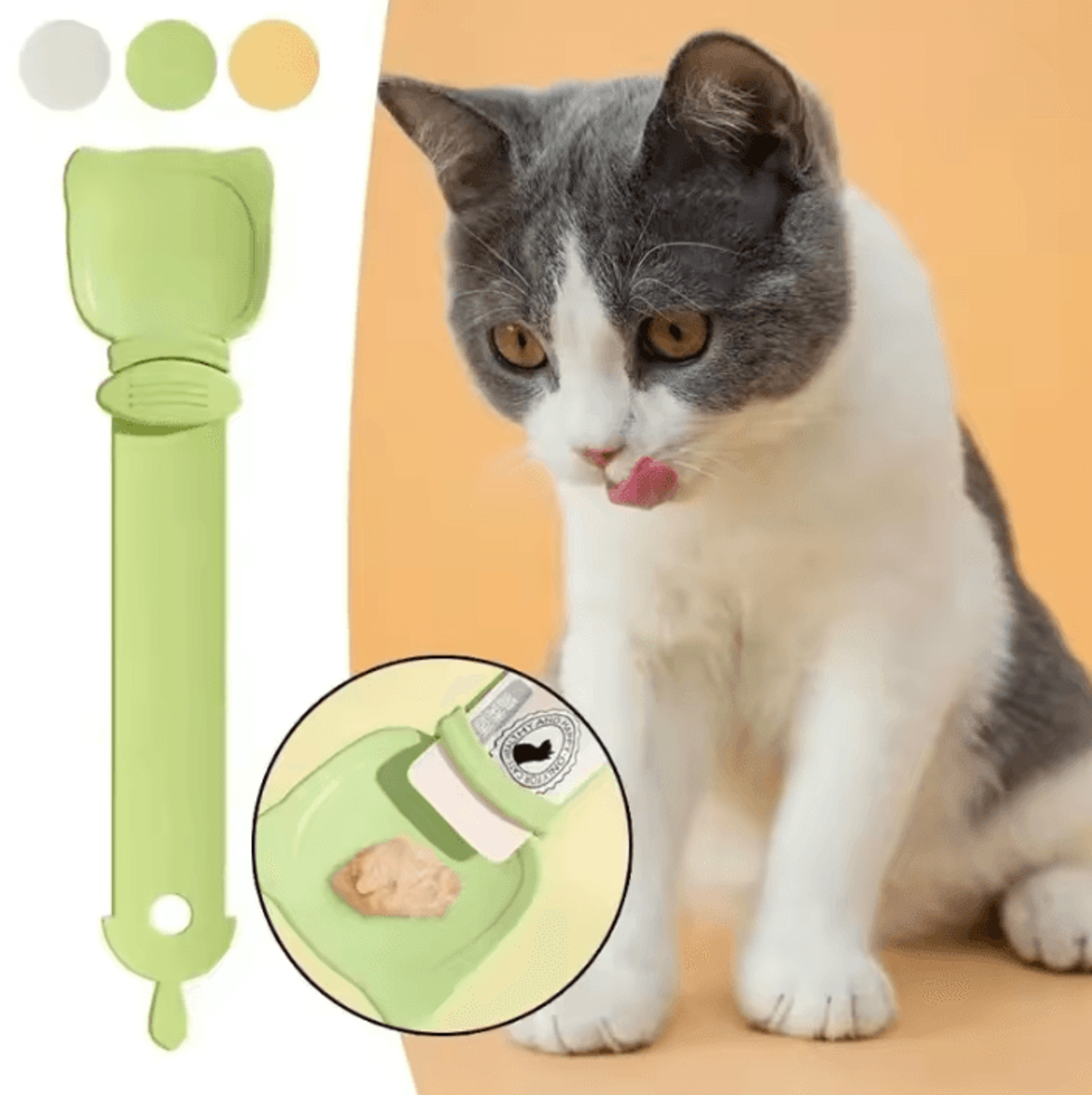 mess-free cat treat squeeze spoon feeder