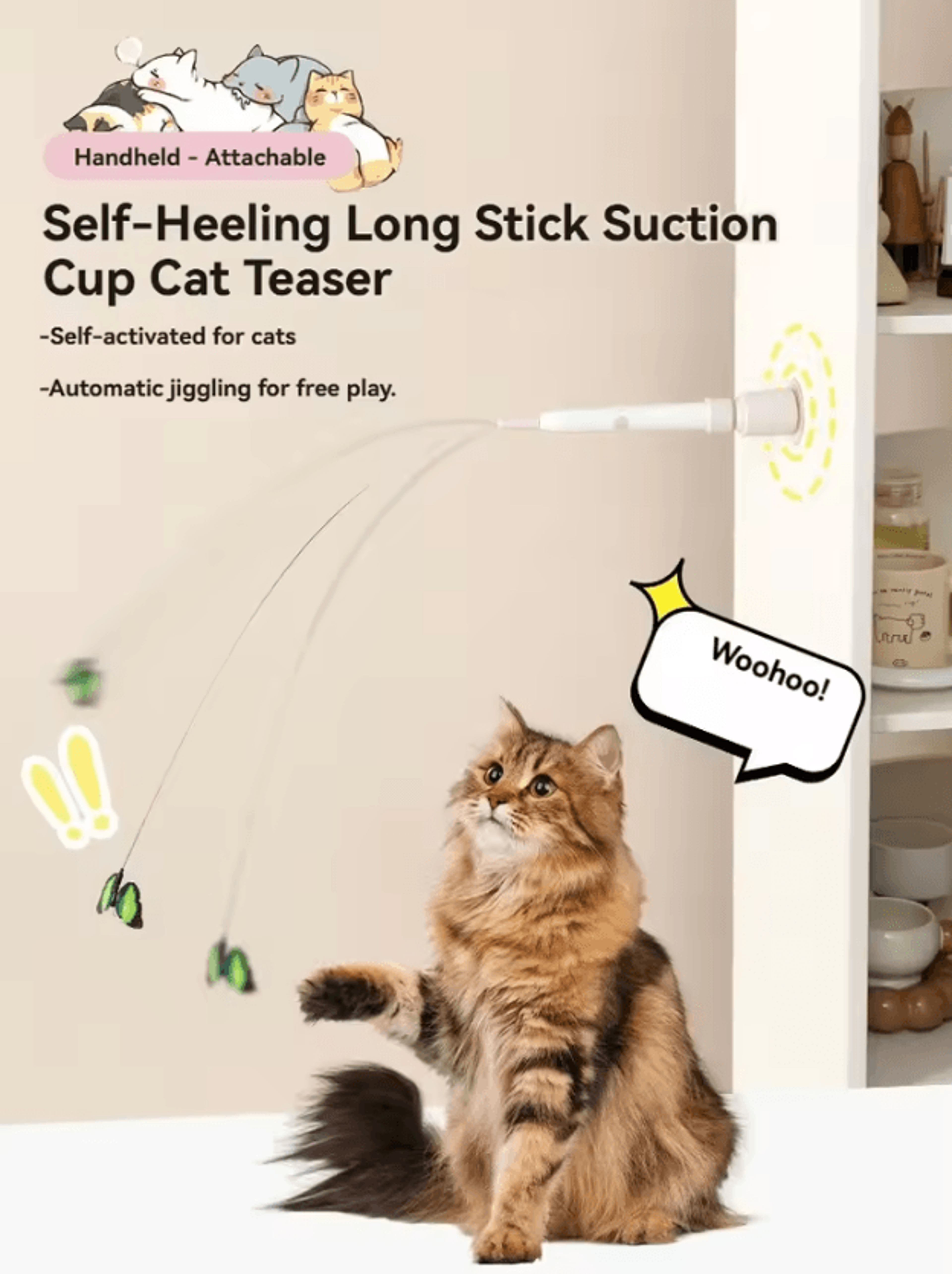 spinchase automatic suction cup cat teaser toy