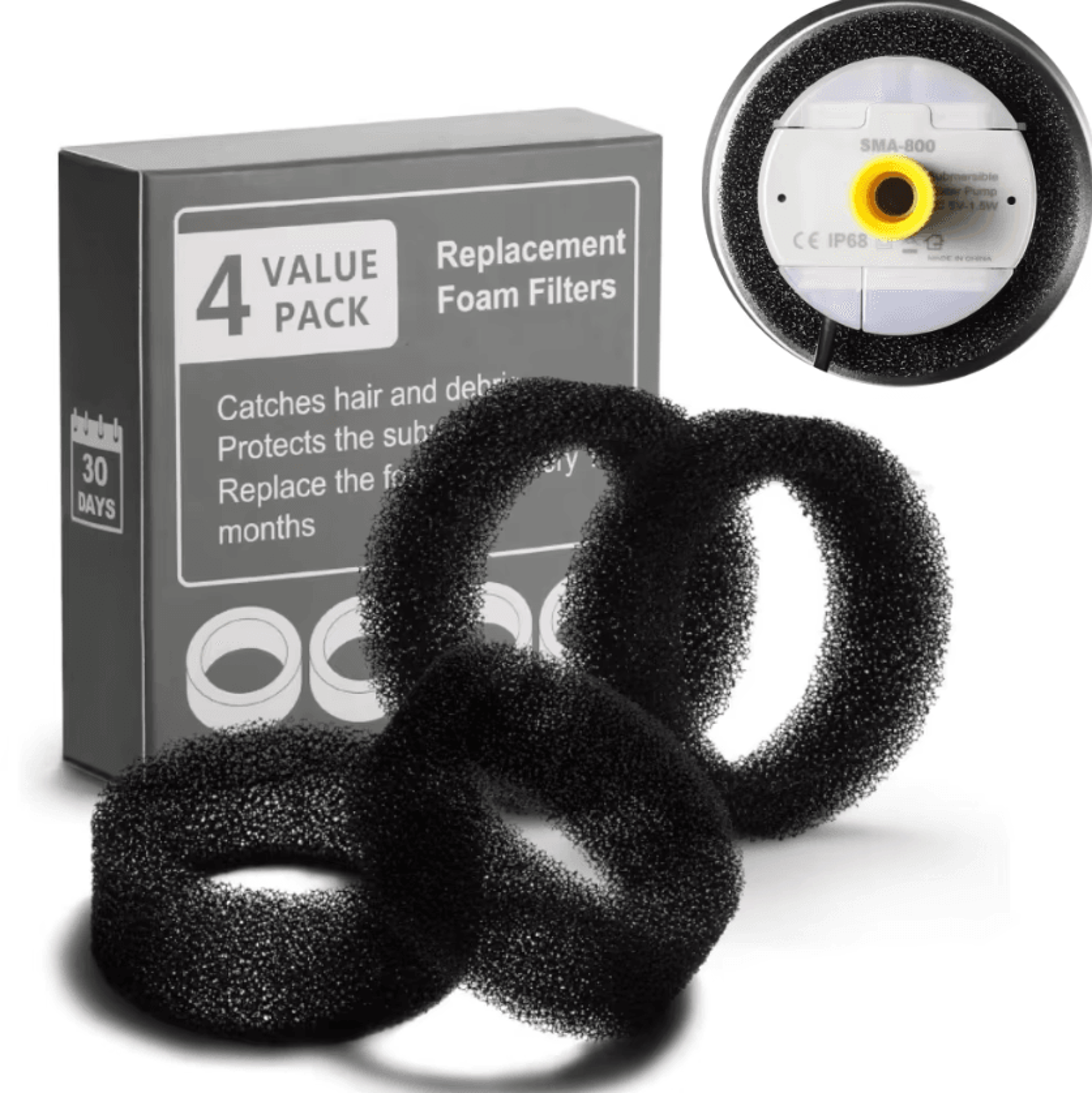 purepump foam filter replacement set for cat water fountains