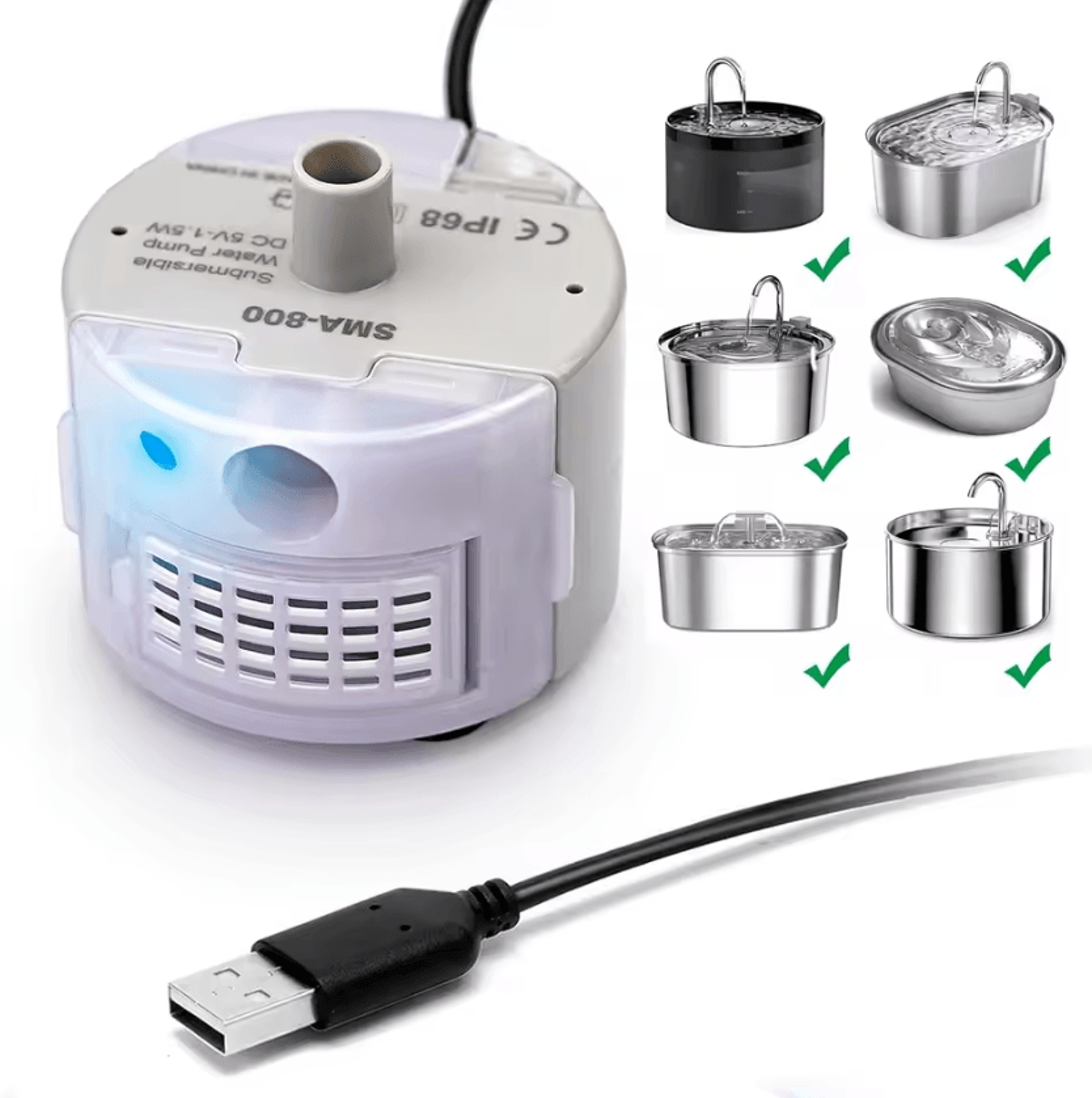 usb pet fountain replacement pump – quiet submersible water pump for cat fountains