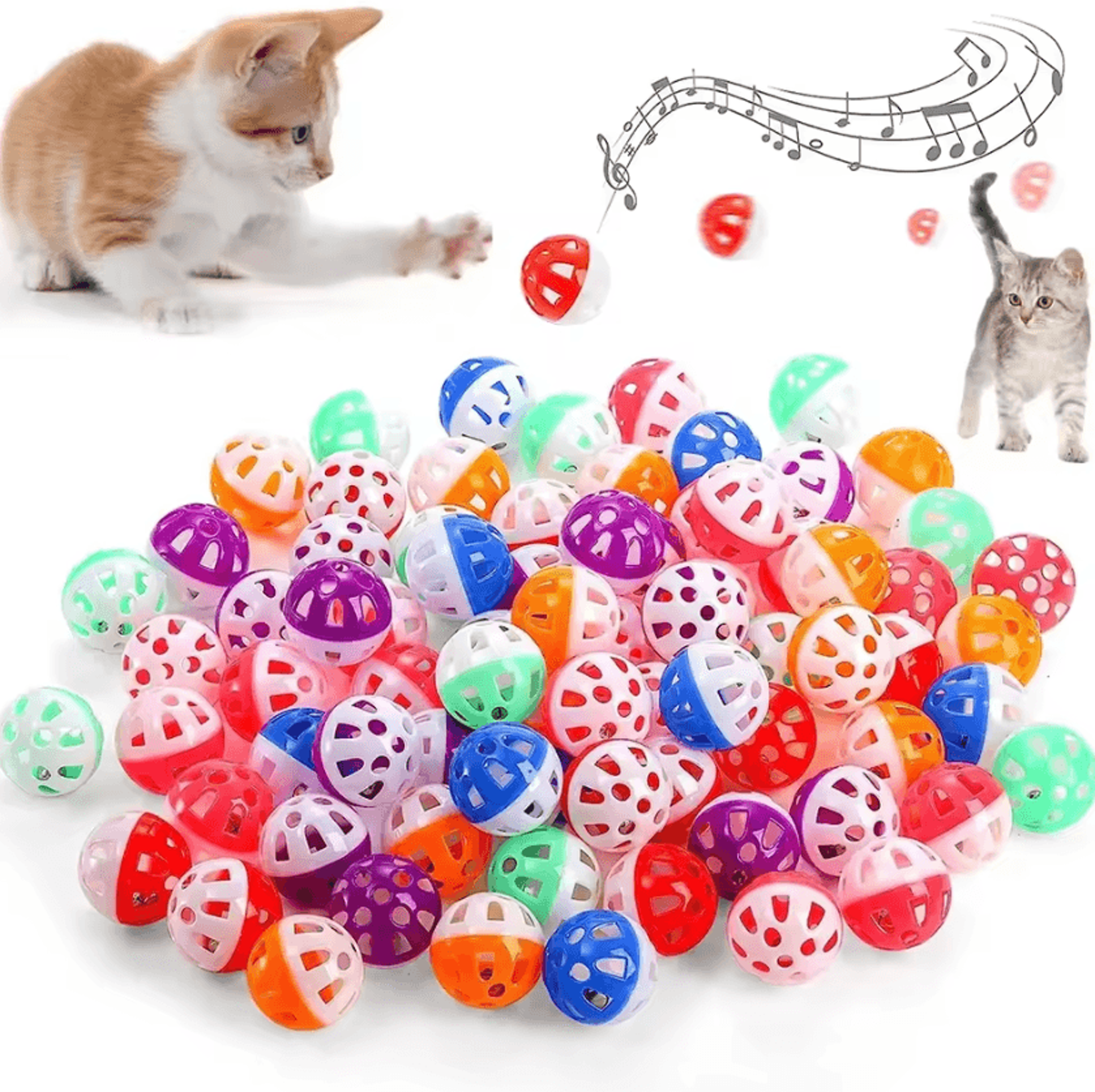 jinglechase cat play balls with bell – interactive chase & pounce toy set