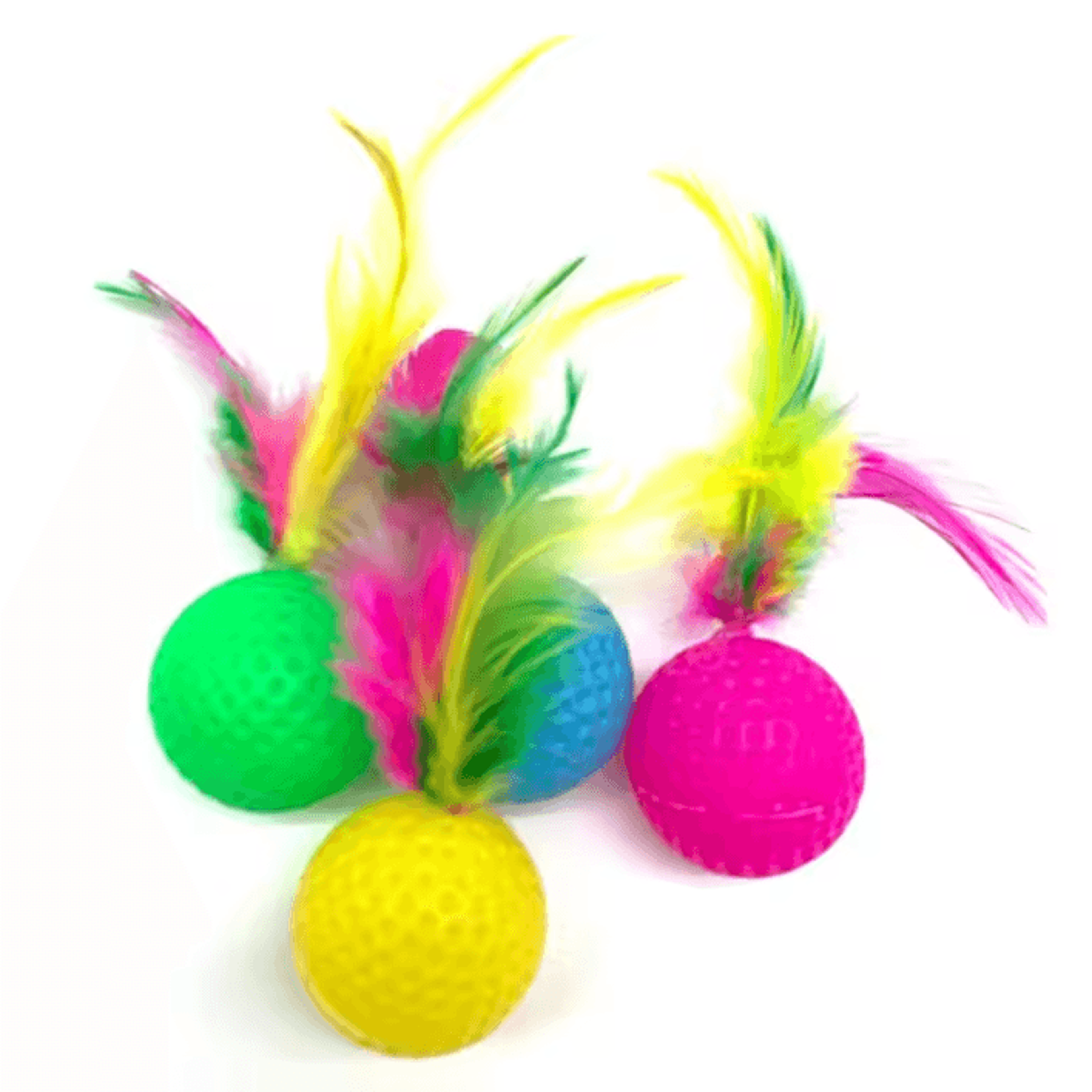 flutterkick cat badminton toy set – crinkle feather chase balls (5 pack)