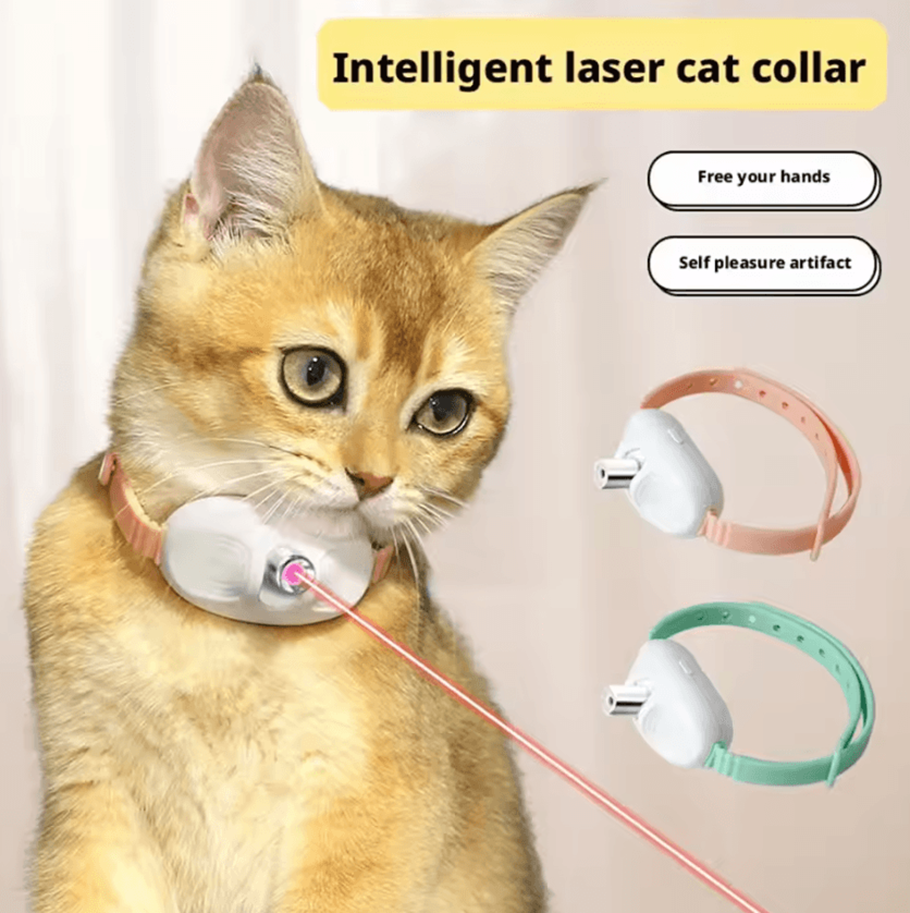 smart laser cat collar – rechargeable interactive cat toy for indoor cats