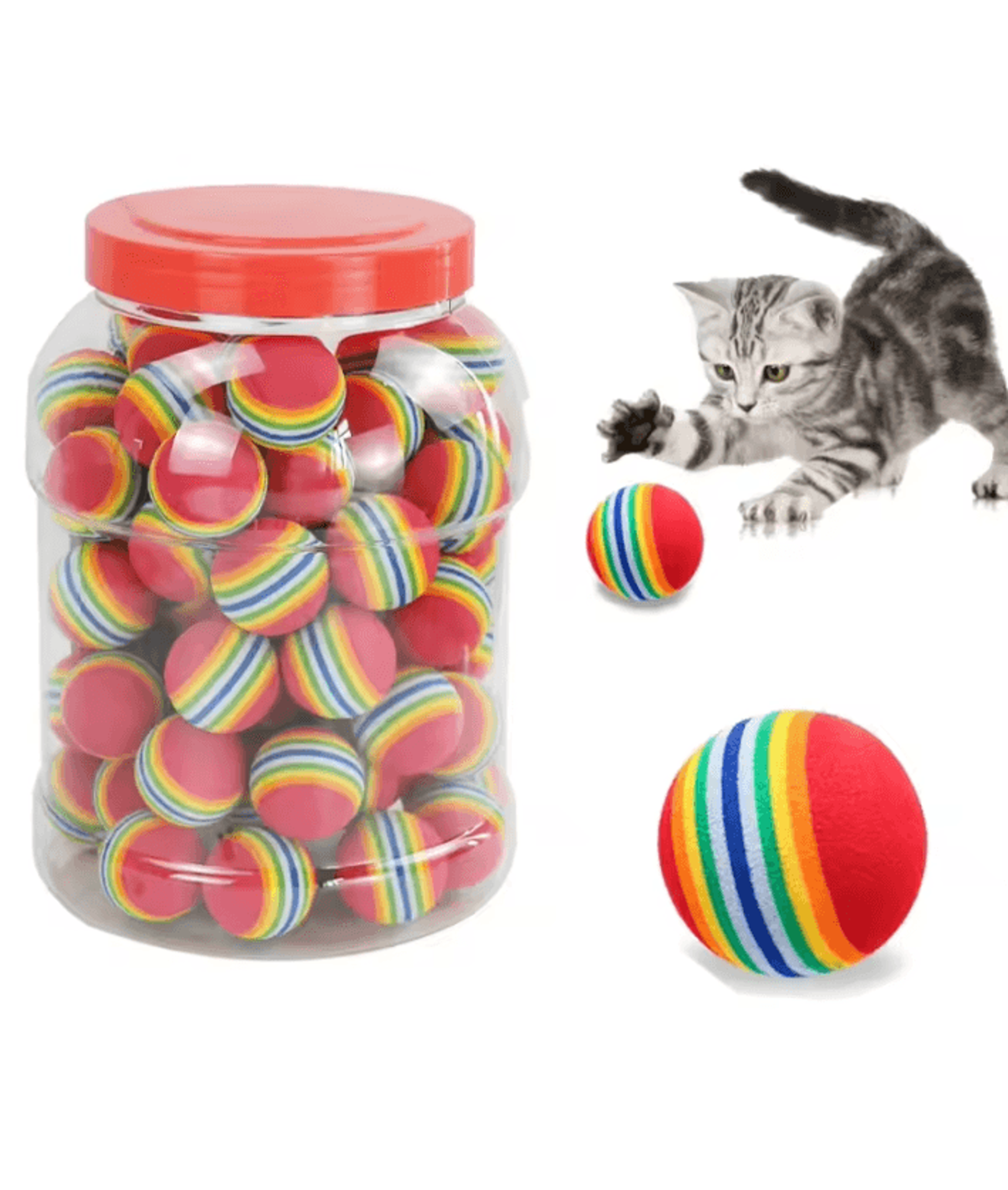 rainbow eva rattle ball toy – interactive chew & play ball for cats & dogs
