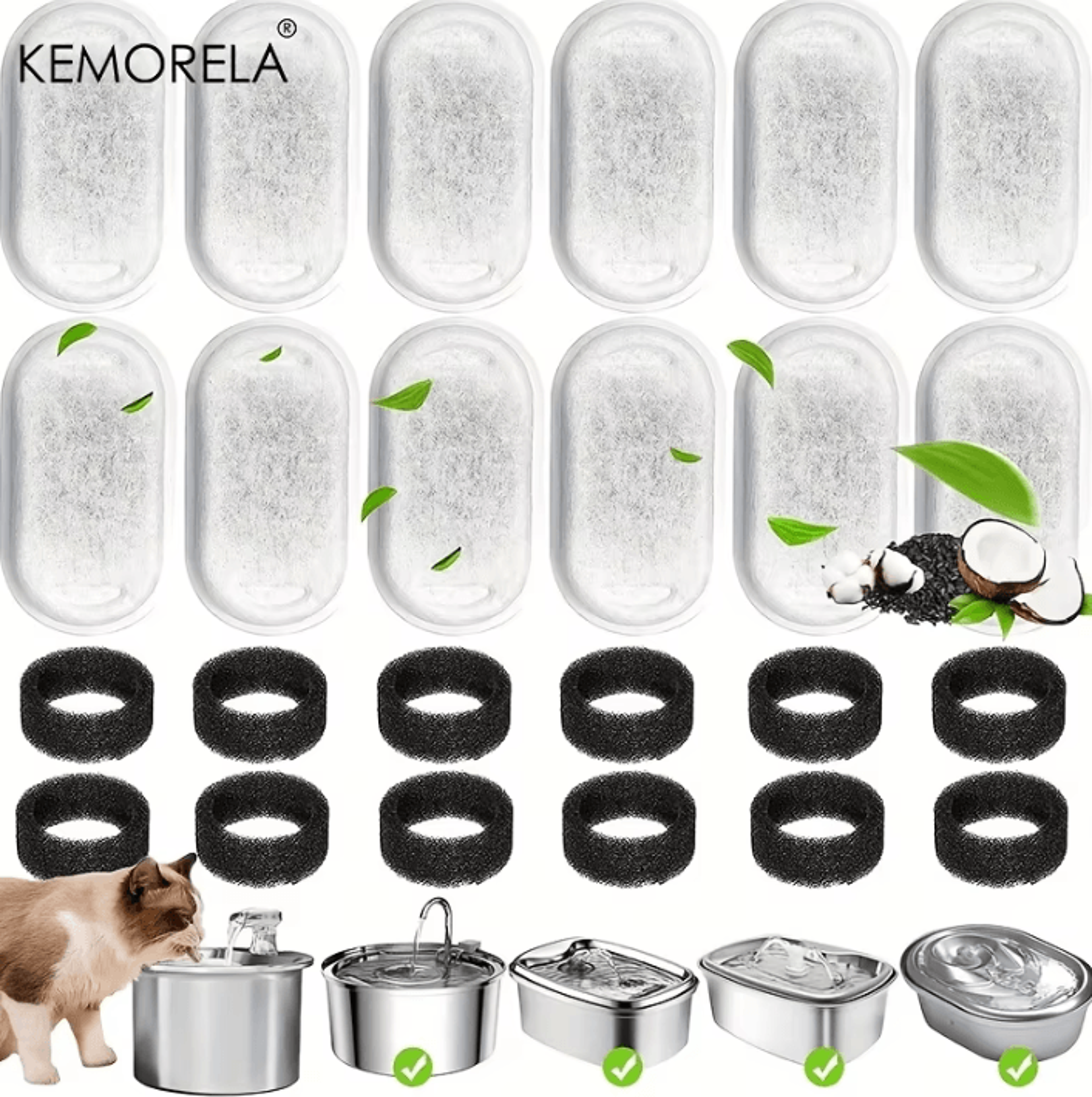 pureflow carbon filter & sponge set for cat water fountains