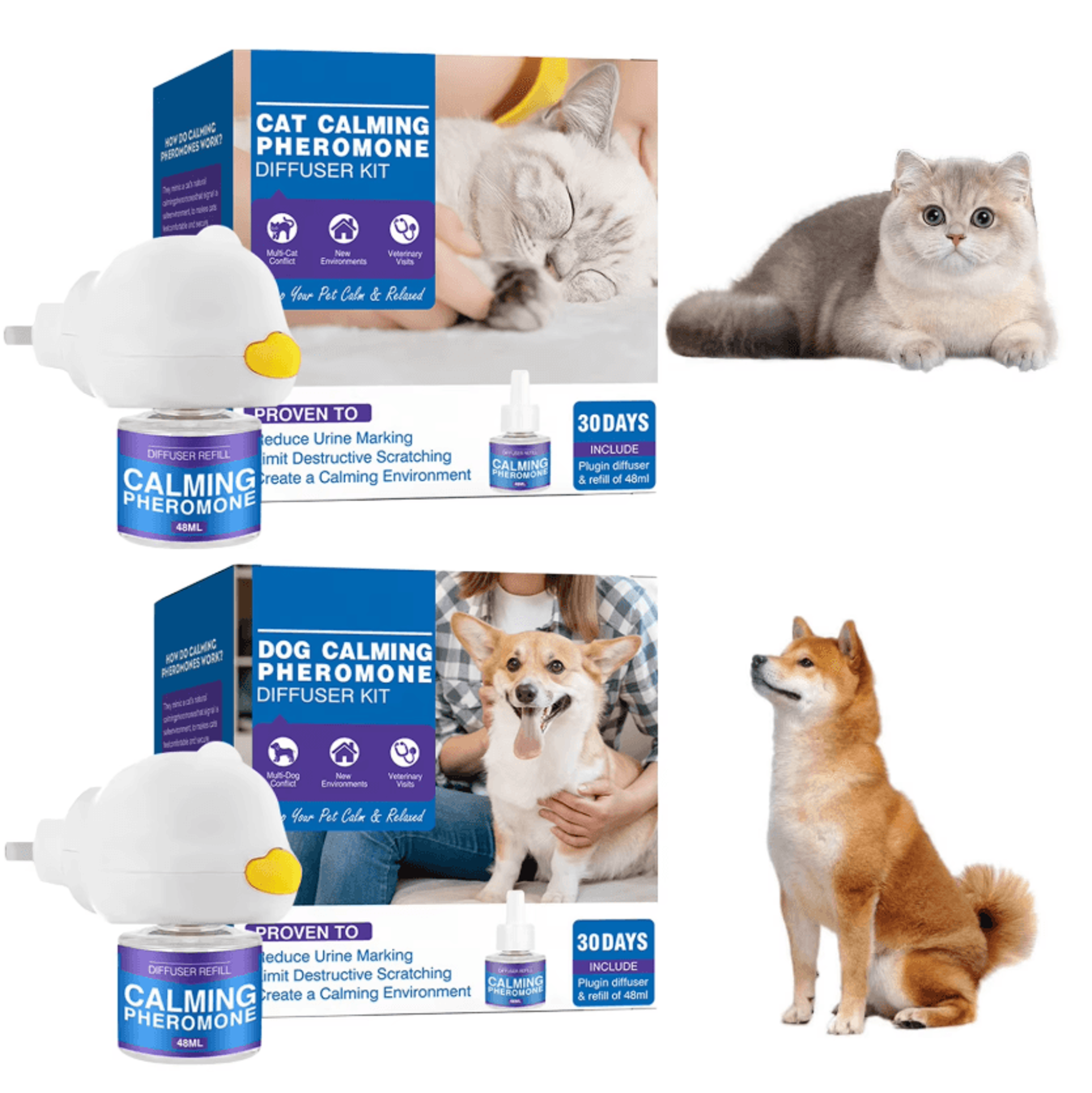 48ml enhanced calming pheromone diffuser for cats & dogs