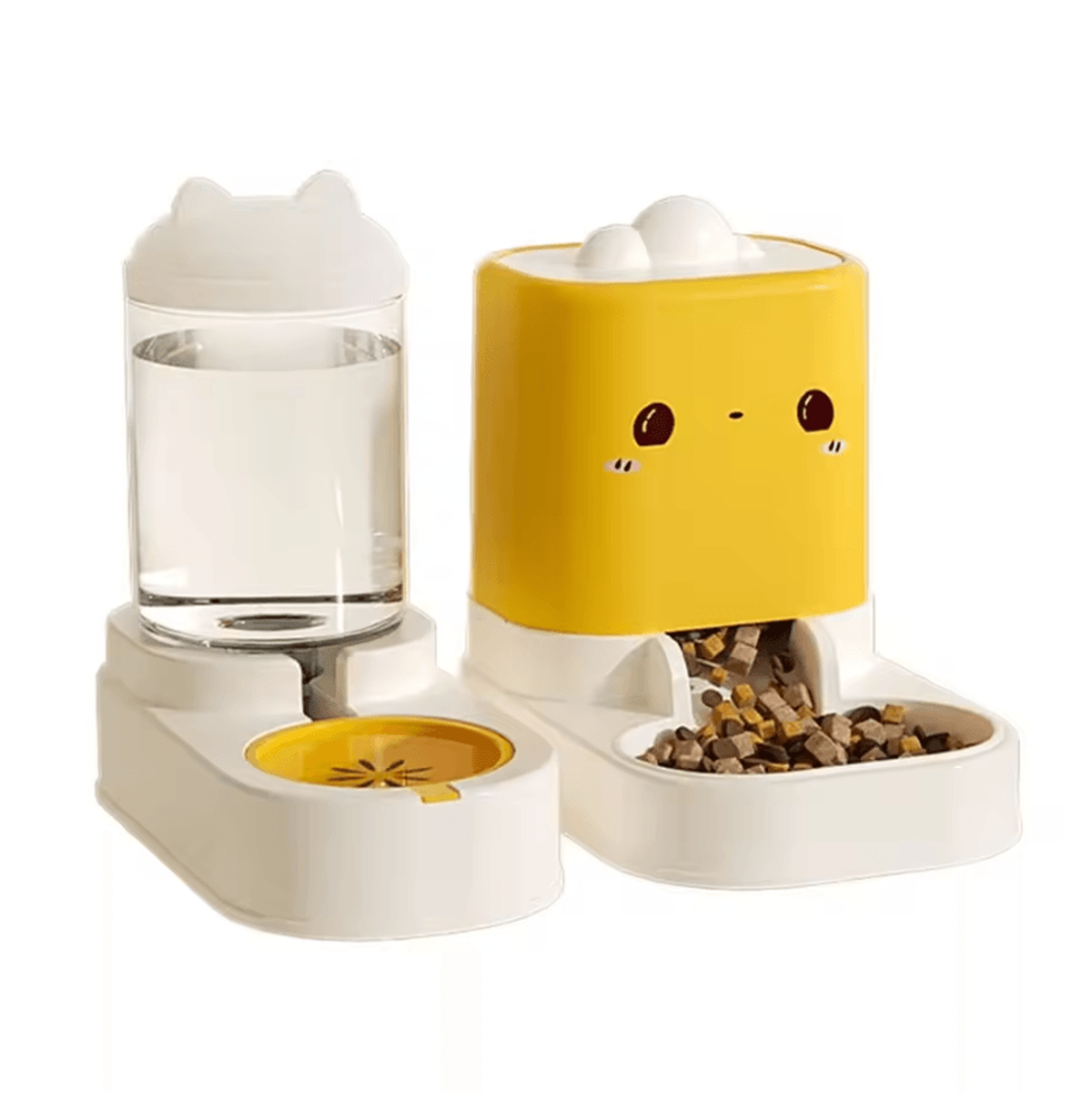 cute cat-shaped automatic pet feeder & water dispenser set