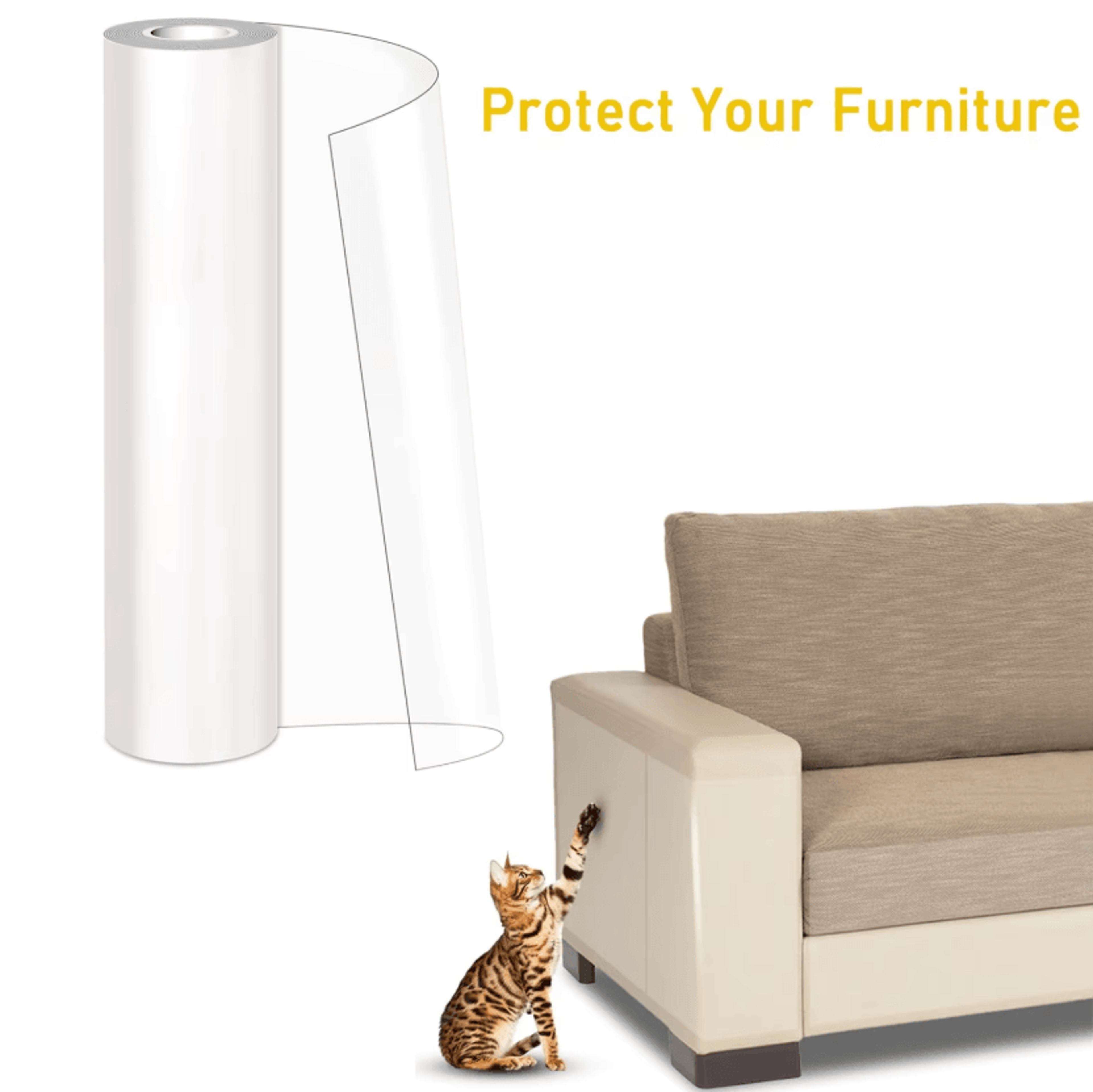 transparent anti-scratch furniture protector tape for cats – 45 x 300cm self-adhesive shield