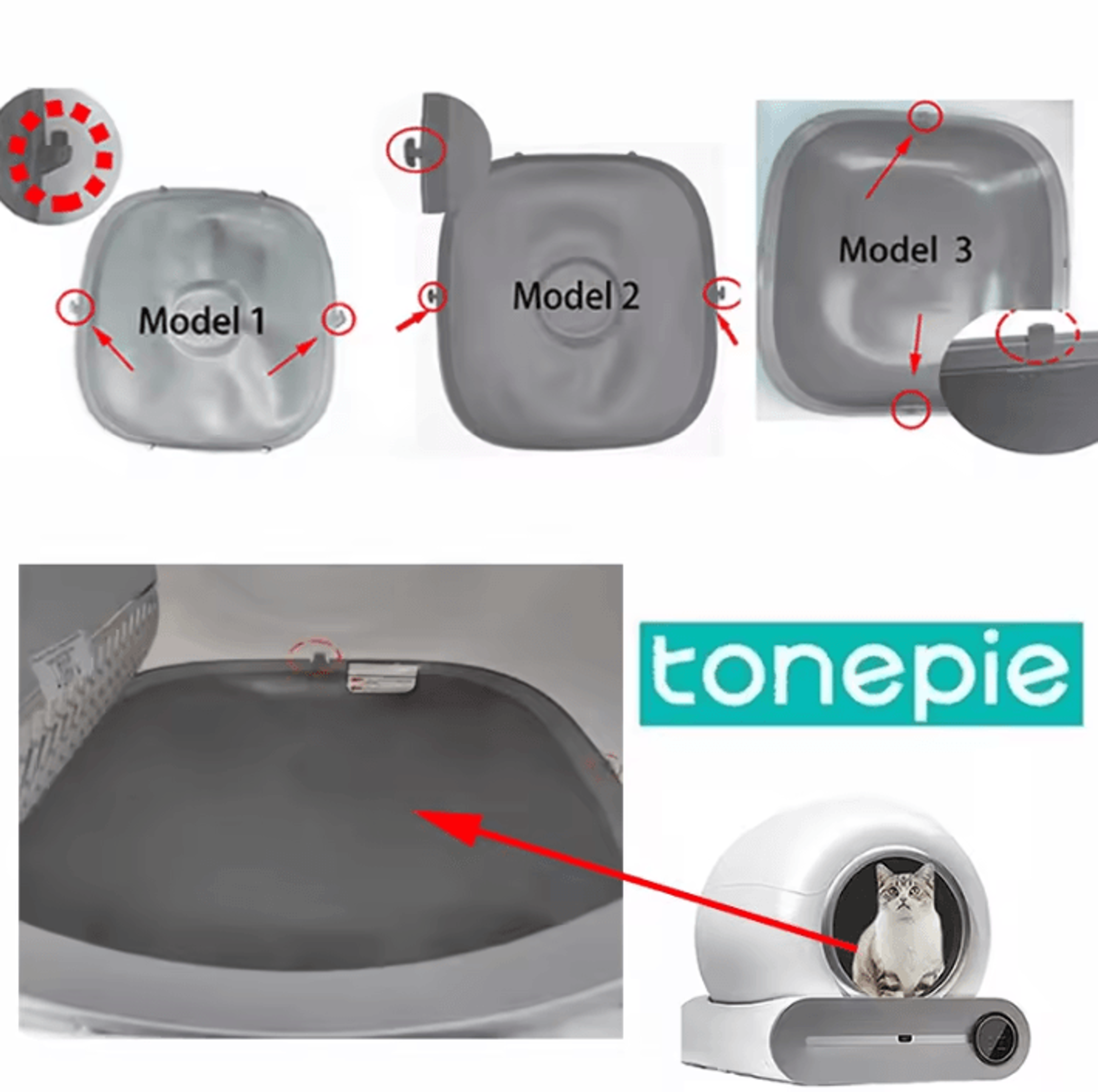 tonepie ti pro automatic cat litter box silicone bottom pad