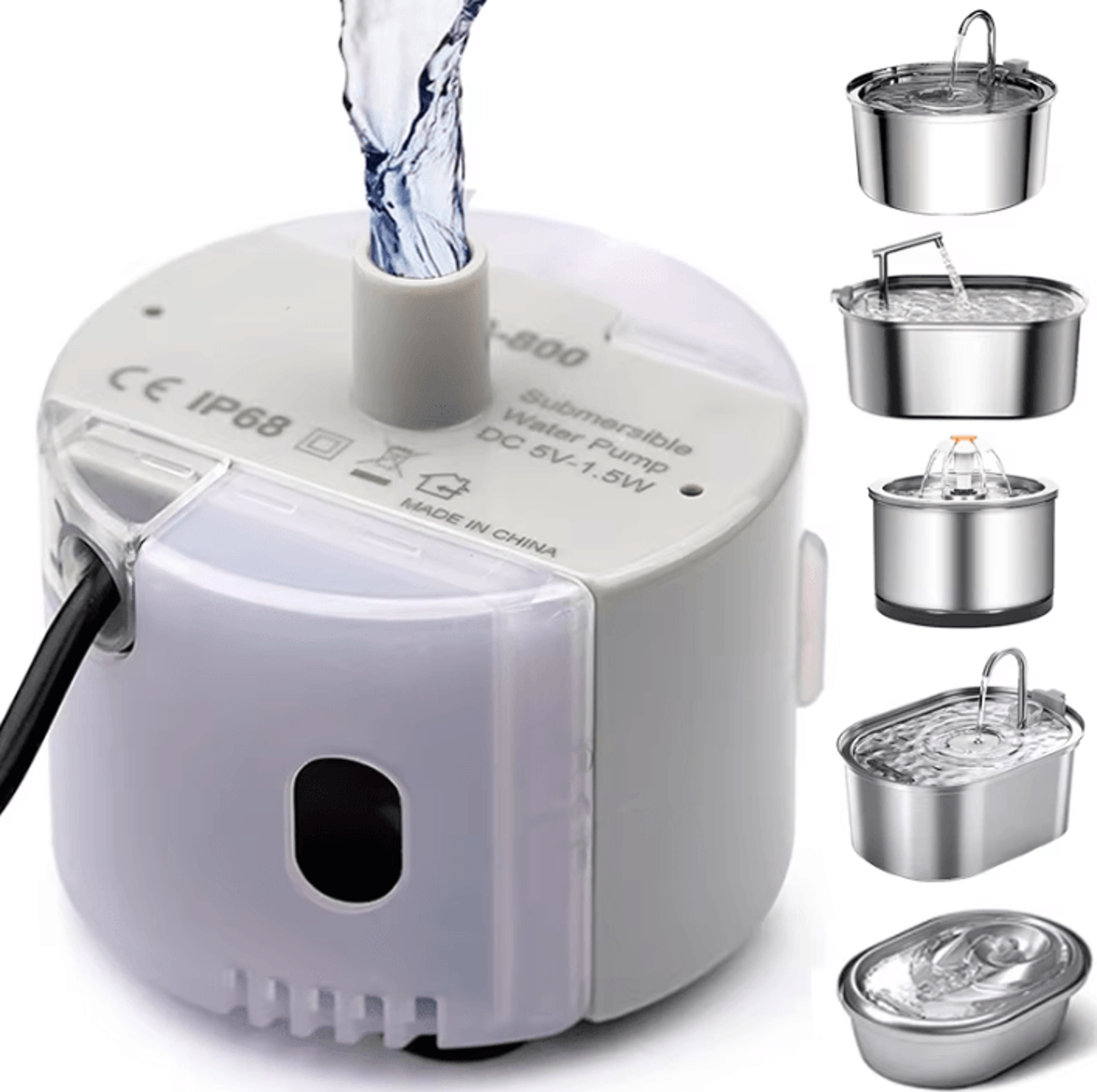 usb submersible water pump for pet fountains – quiet replacement motor with cleaning kit