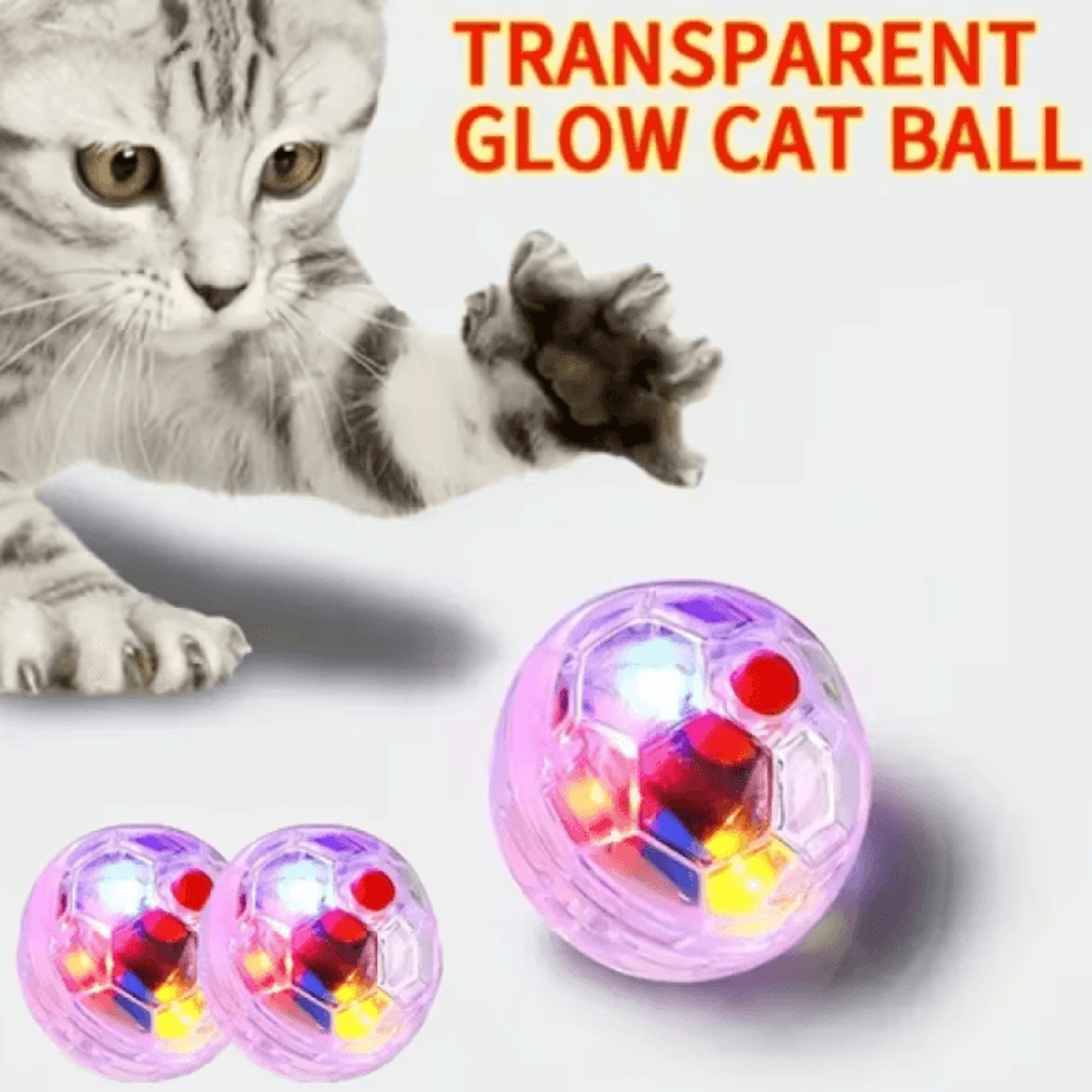 glowchase motion activated flash ball cat toy set