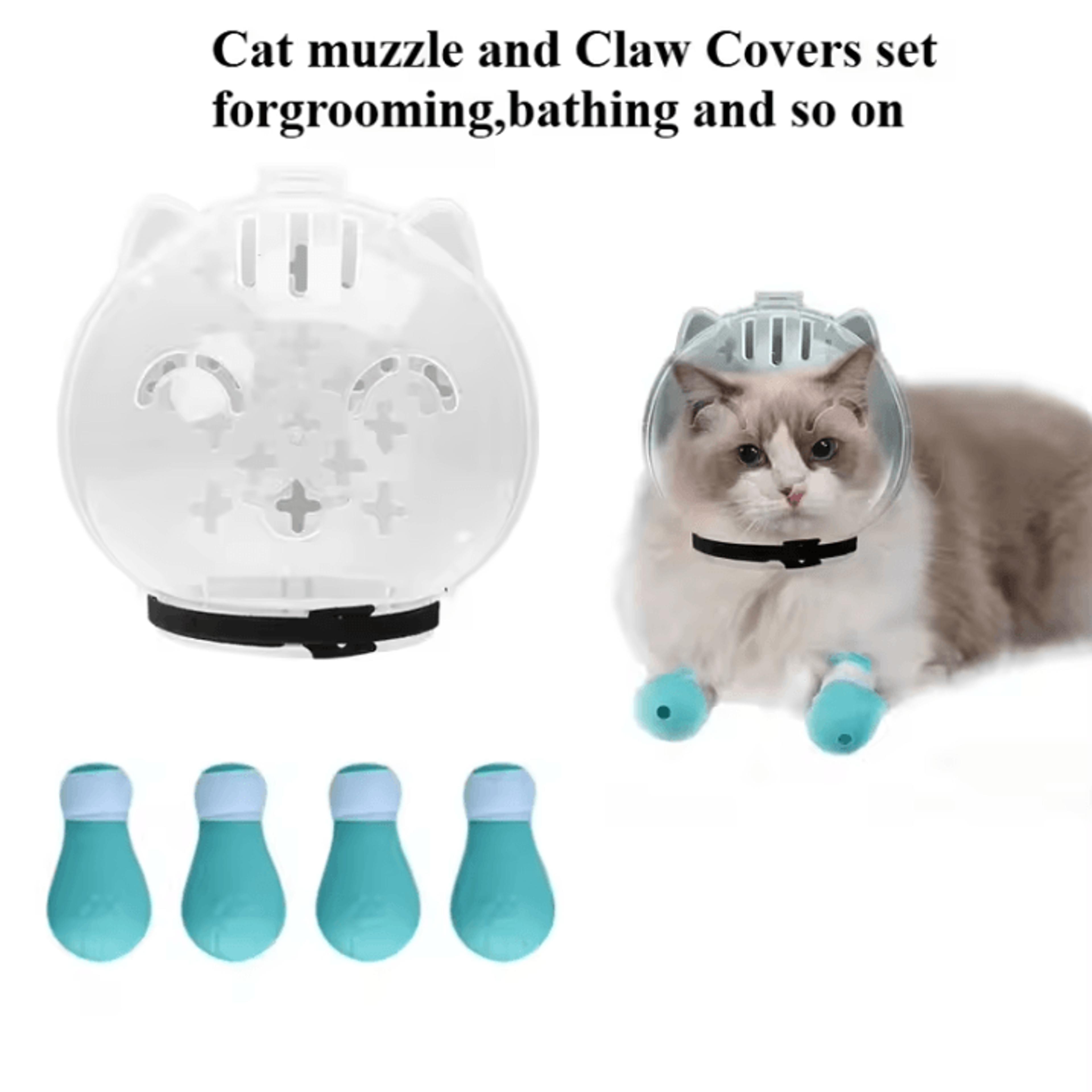 safepaws cat grooming hood & silicone paw protector set
