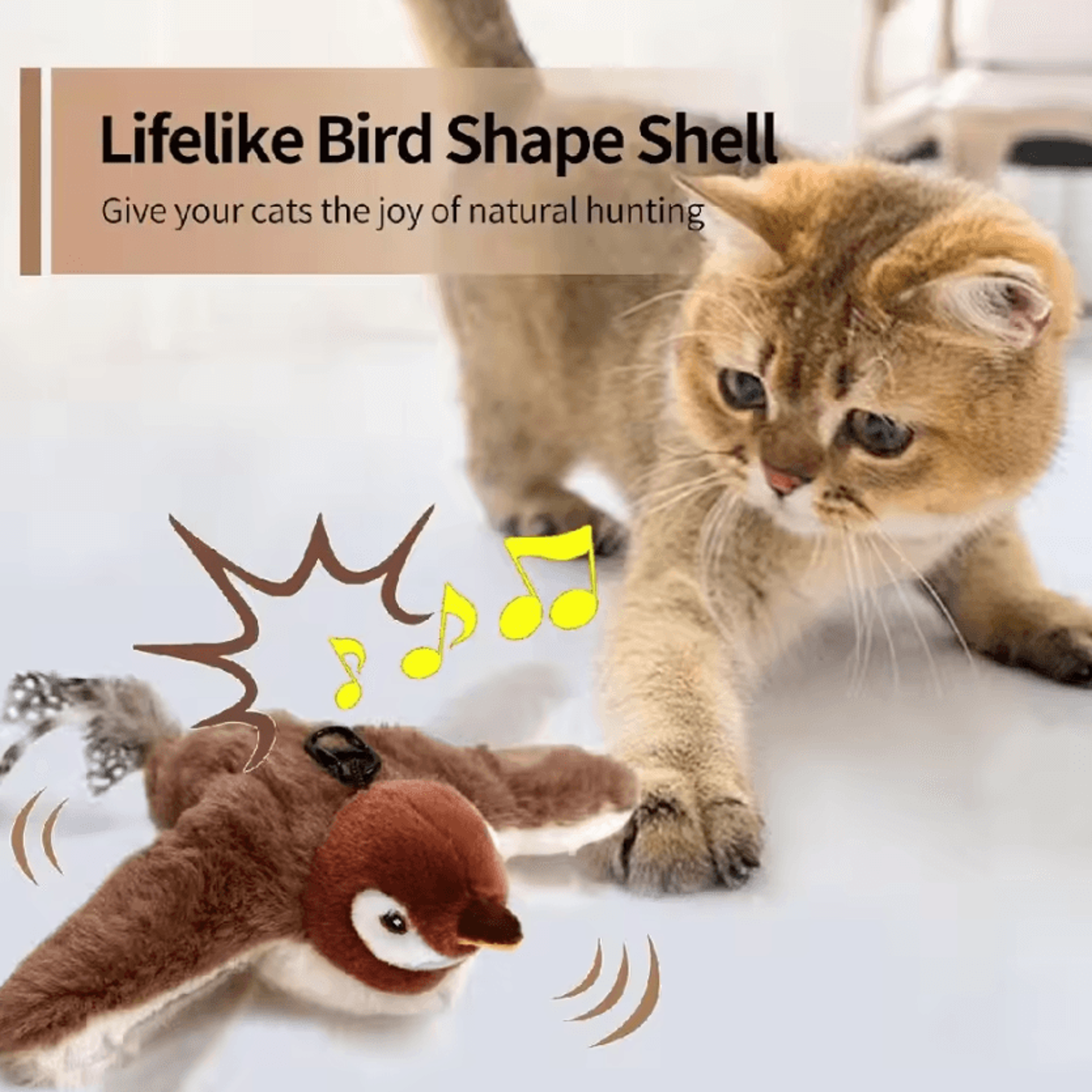 feathersong rechargeable chirping bird cat toy