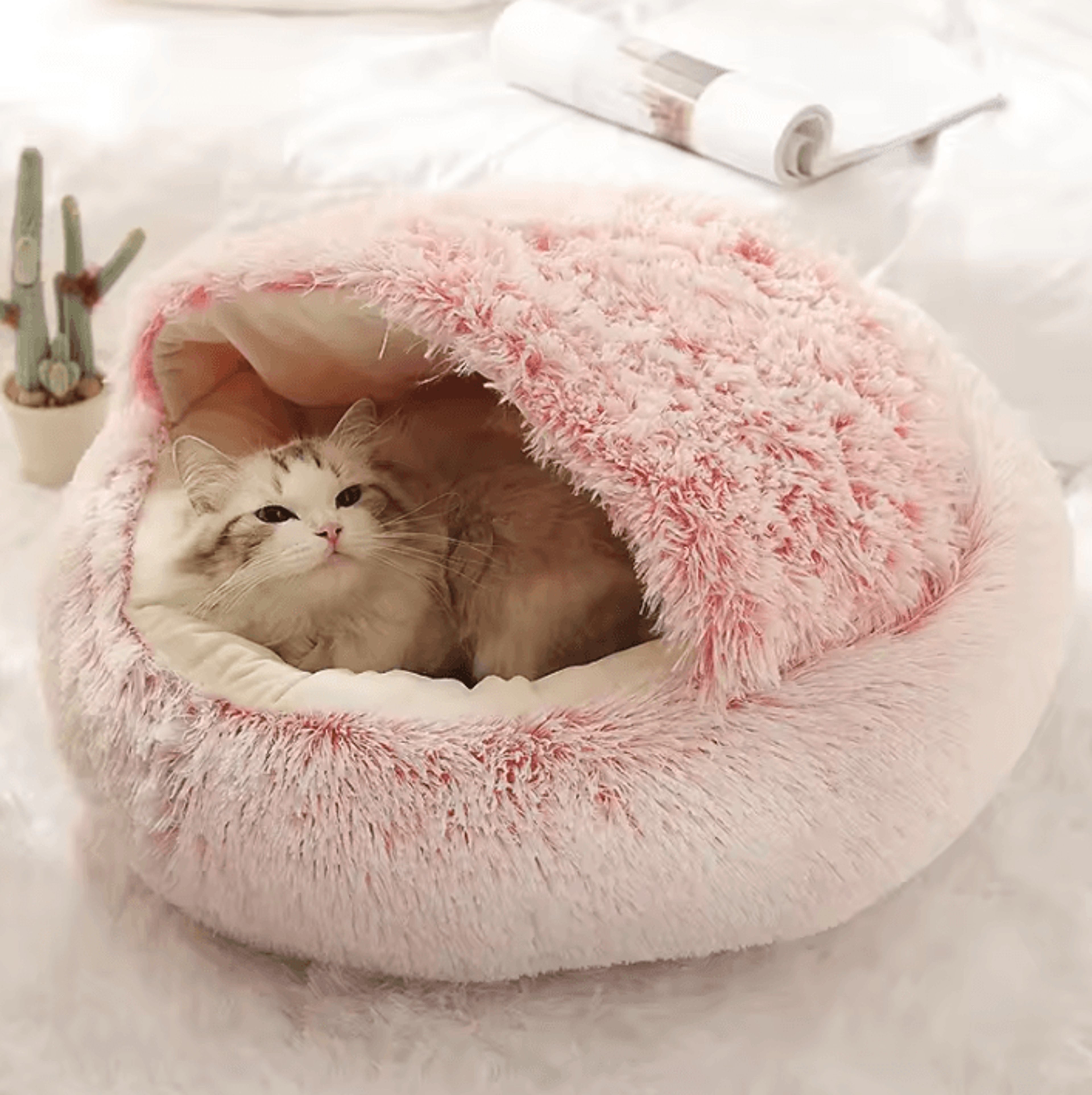 cozycover plush pet cave bed for cats & small dogs