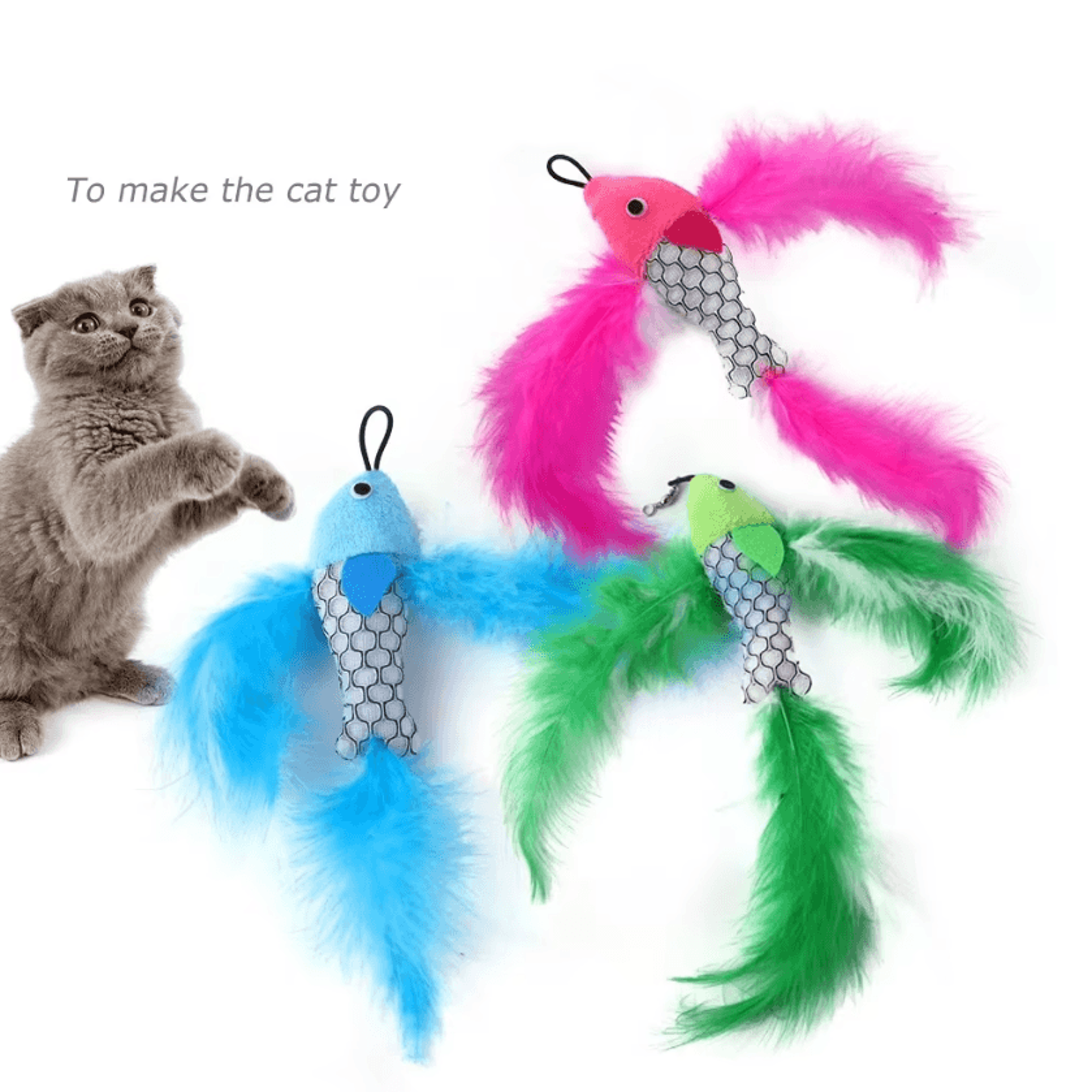 flying fish plush cat wand replacement toy