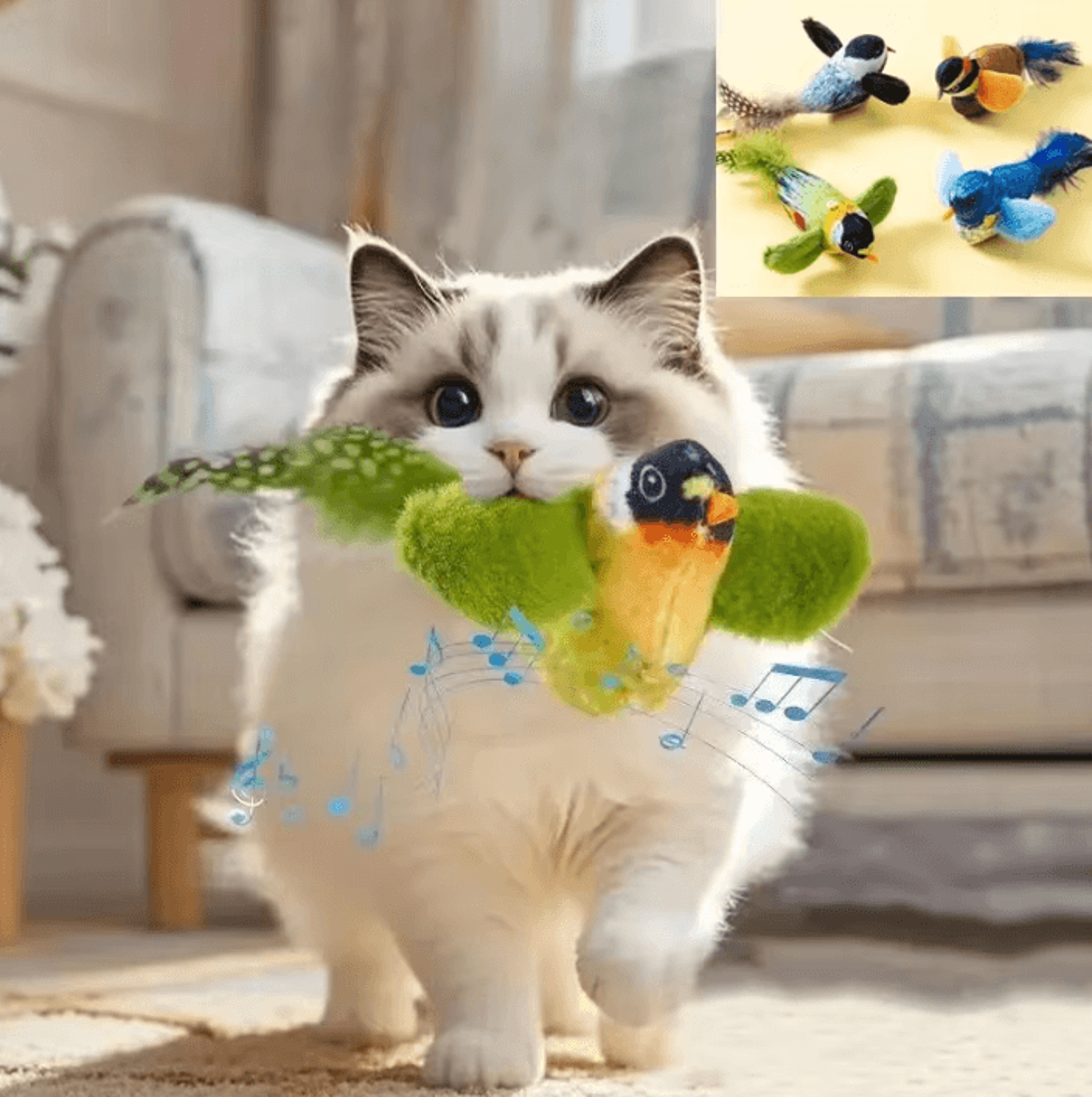 chirpybird interactive wall-hanging cat toy
