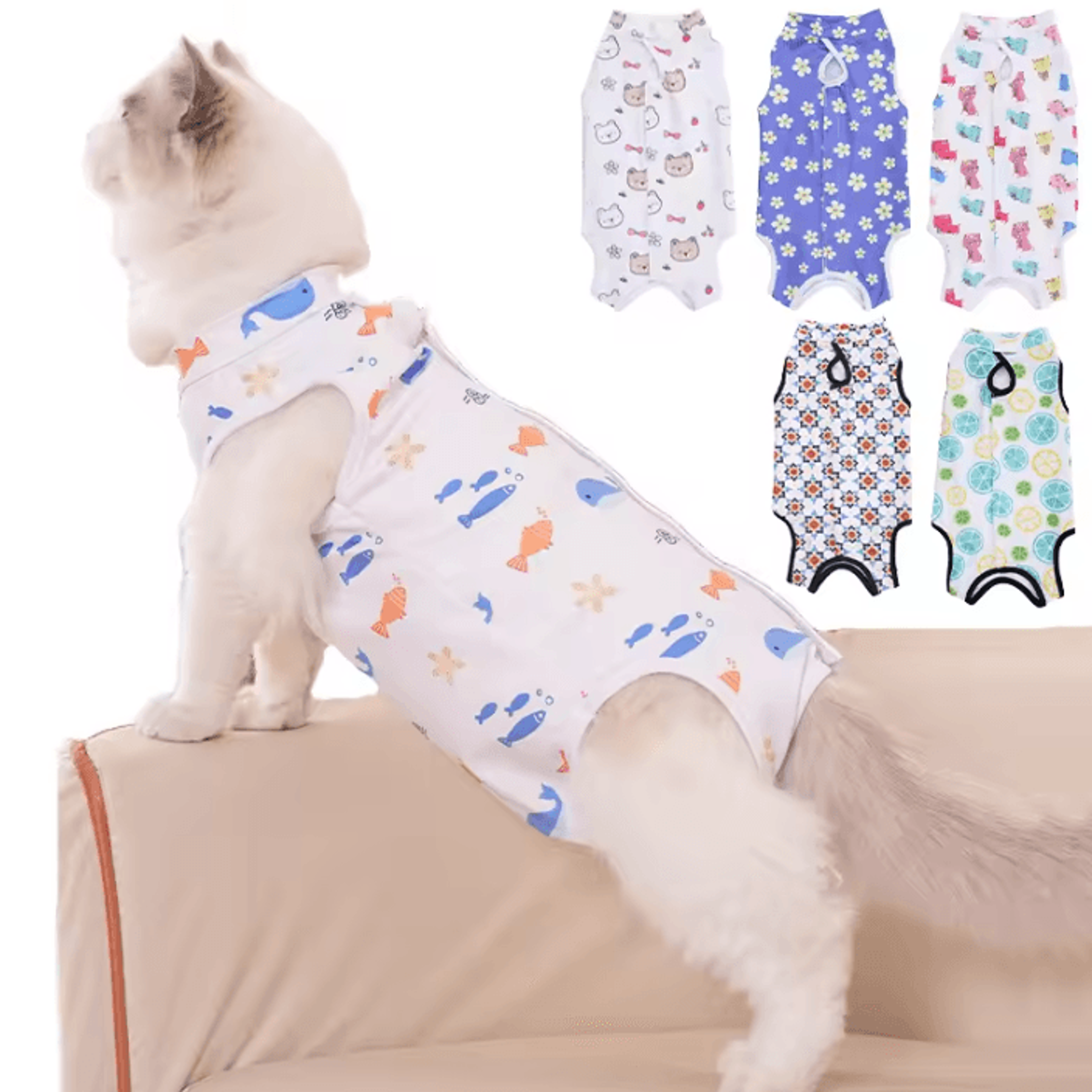breathable cat recovery suit for post-surgery care & weaning