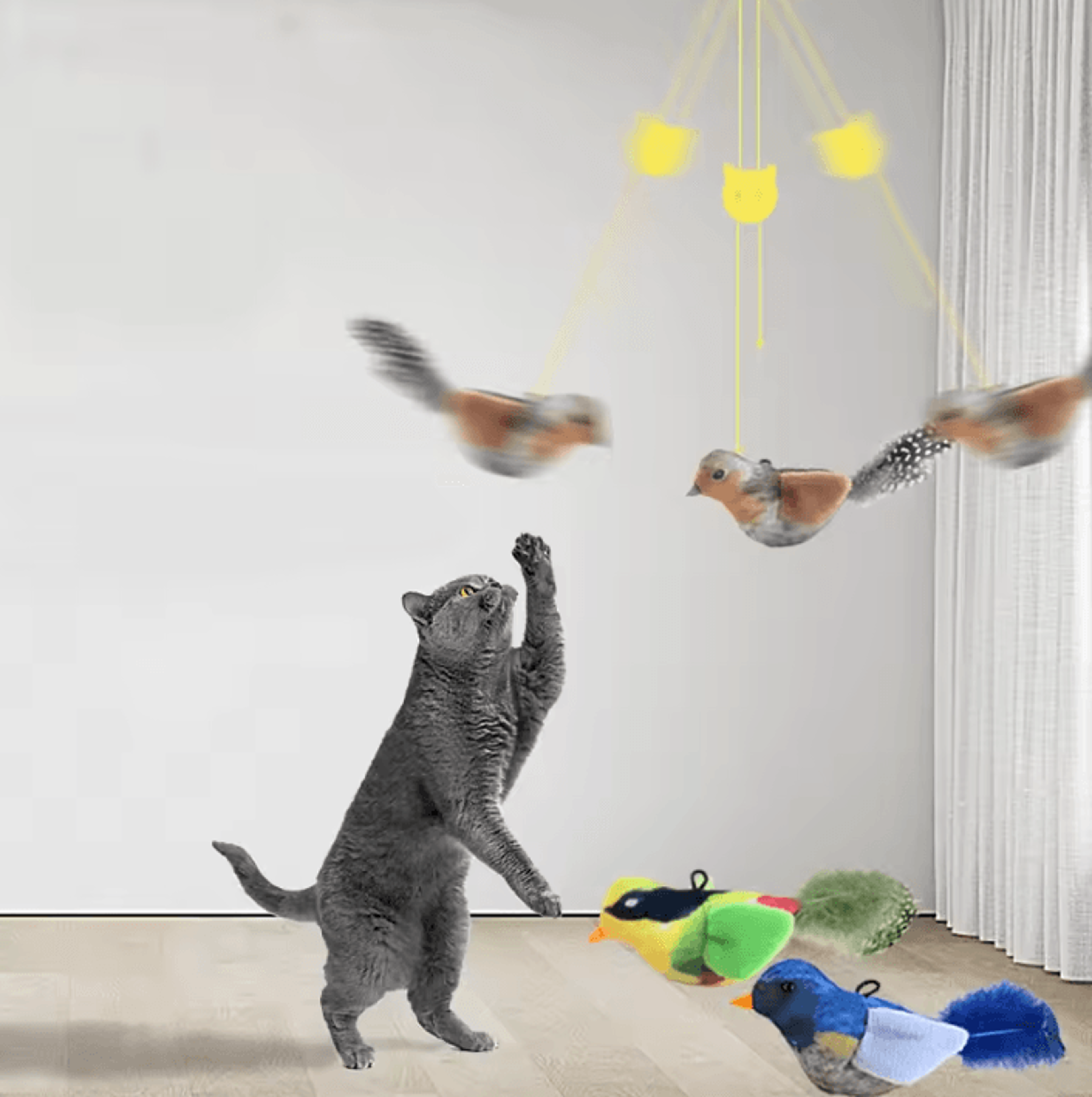 realistic bird catnip plush cat toy with feathers