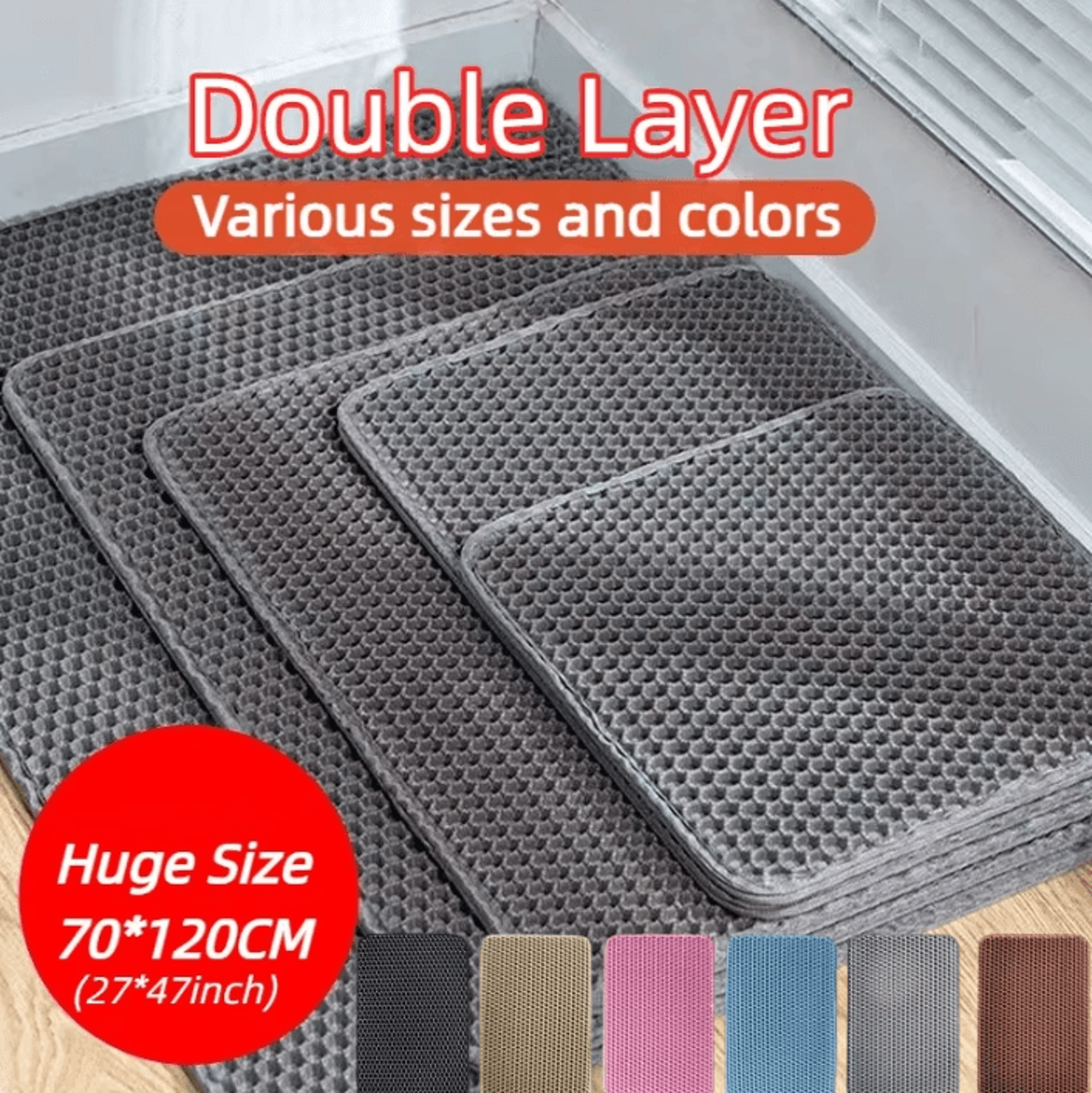 double-layer cat litter mat – waterproof litter trapping floor protector