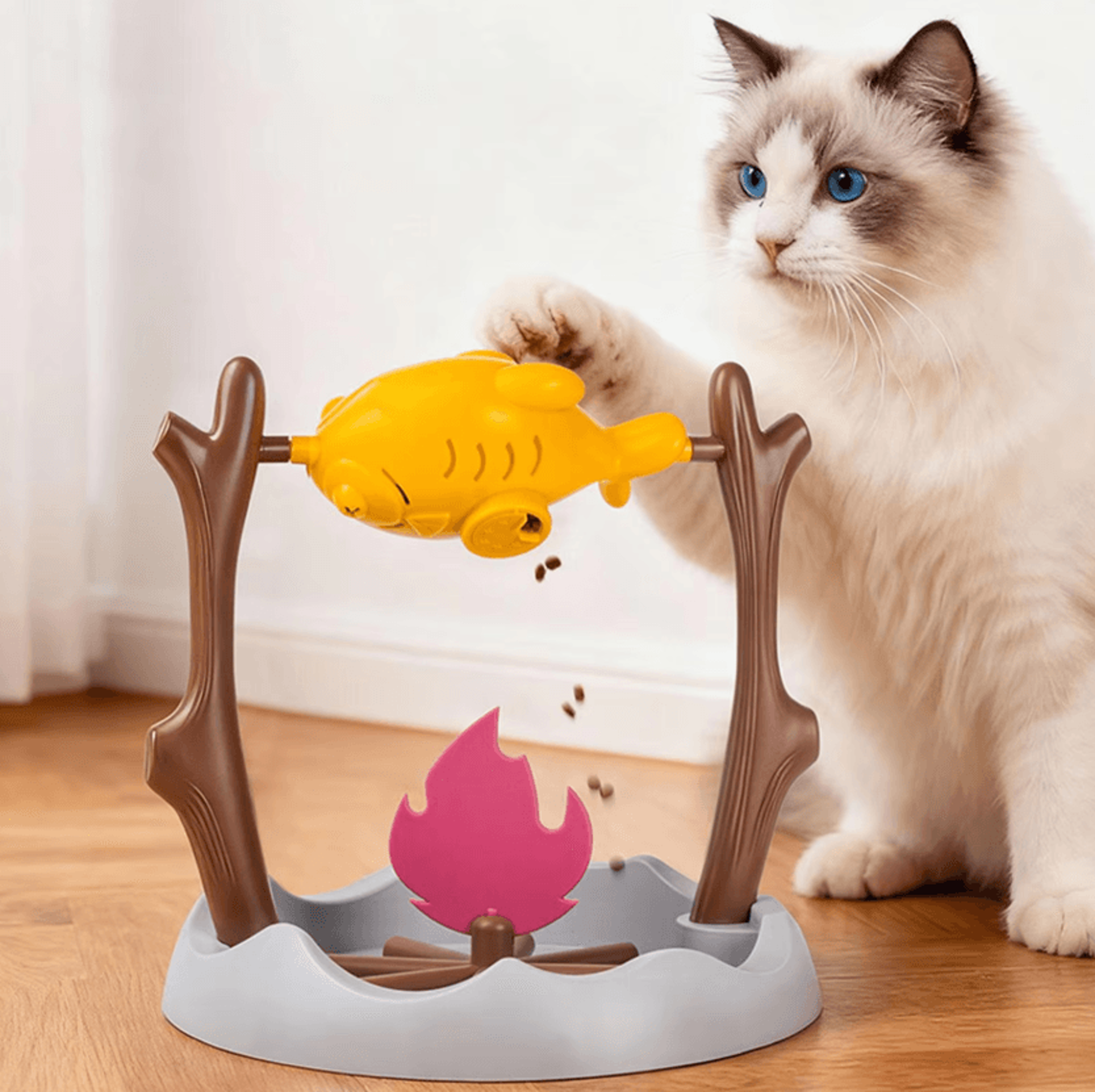 roast drumstick 360 slow feeder treat toy for cats