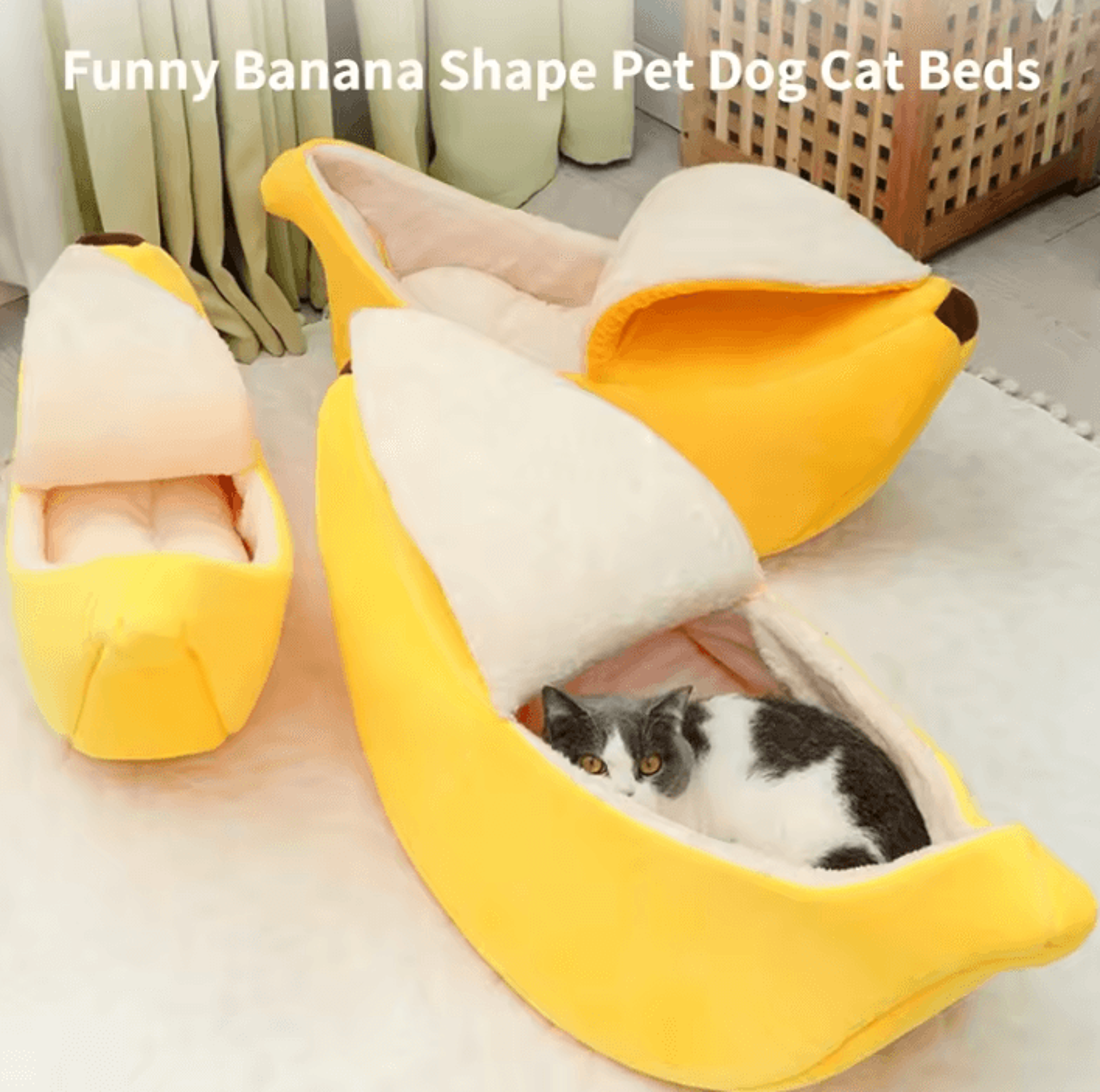 banananest cozy cat bed house