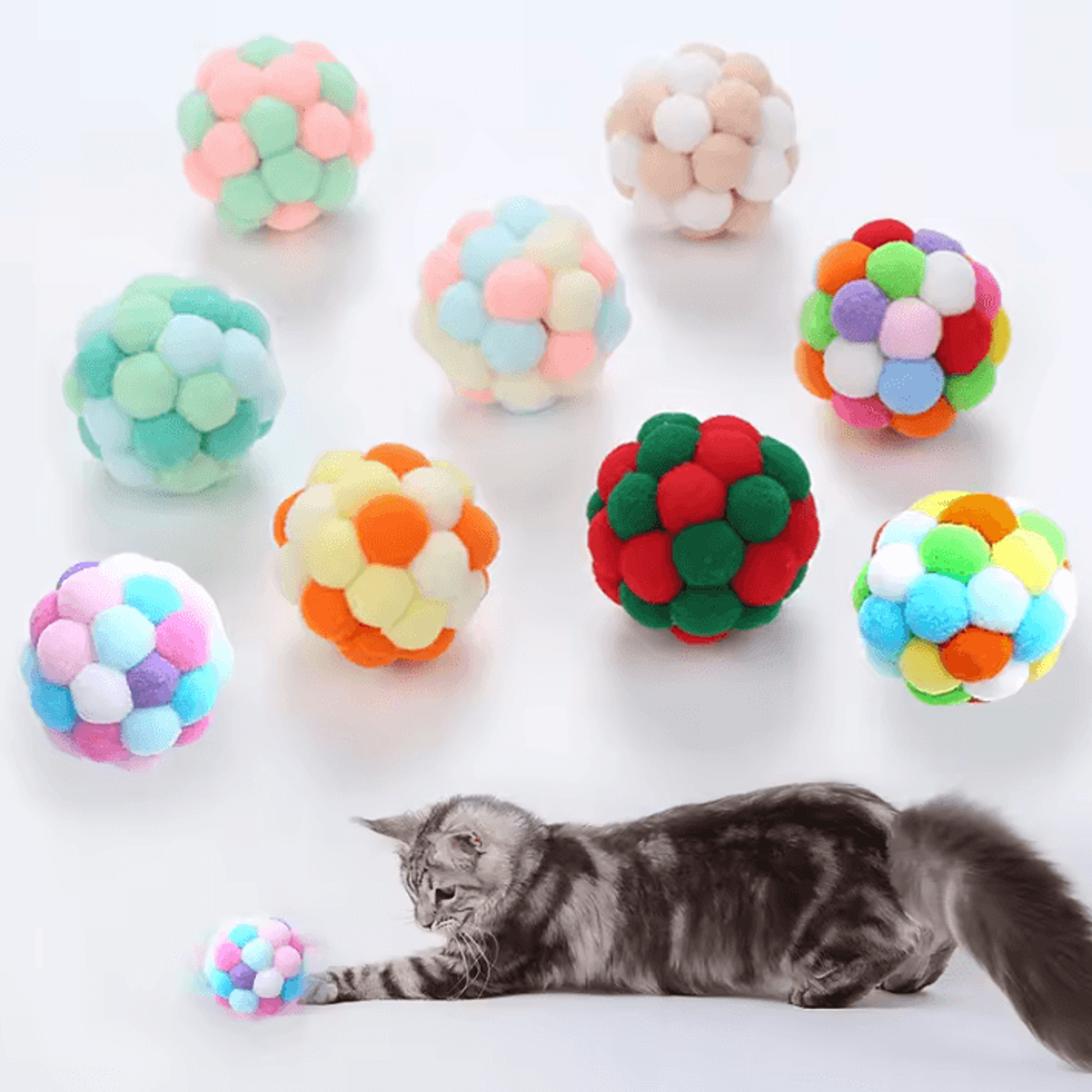 rainbowbounce handmade bell ball cat toy