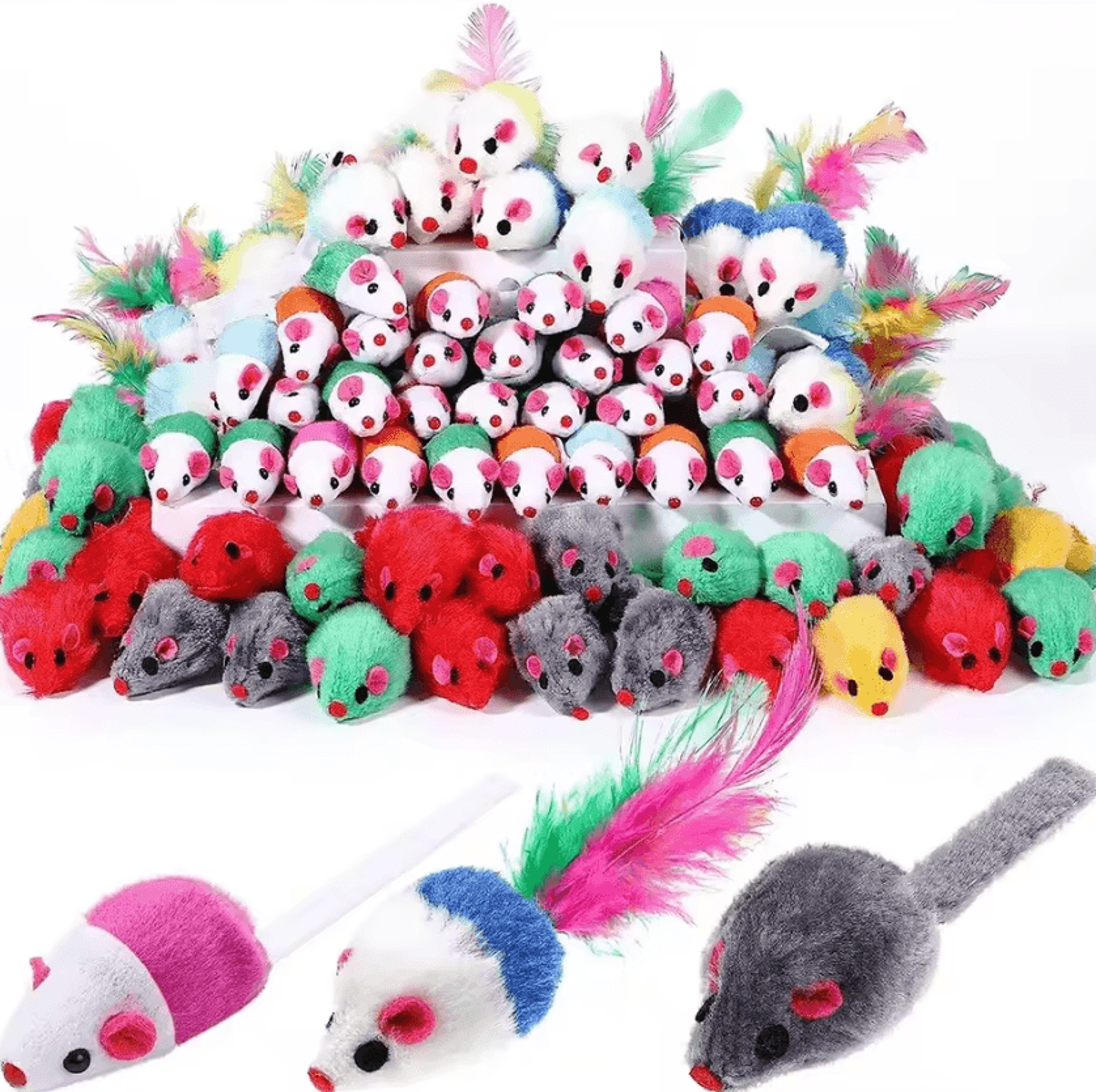 furrymouse catnip rattle mouse toy set