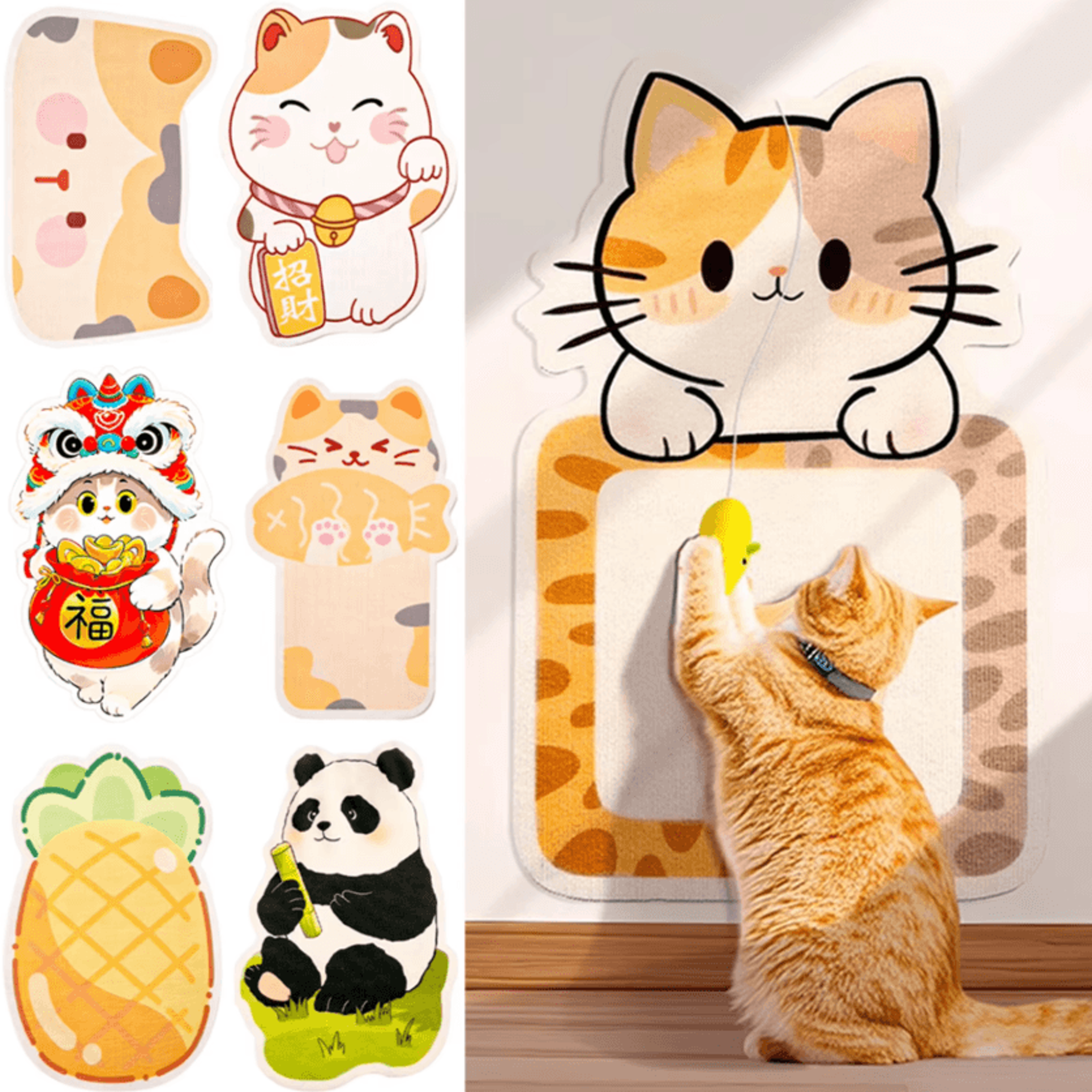 climb & scratch self-adhesive wall cat scratcher mat